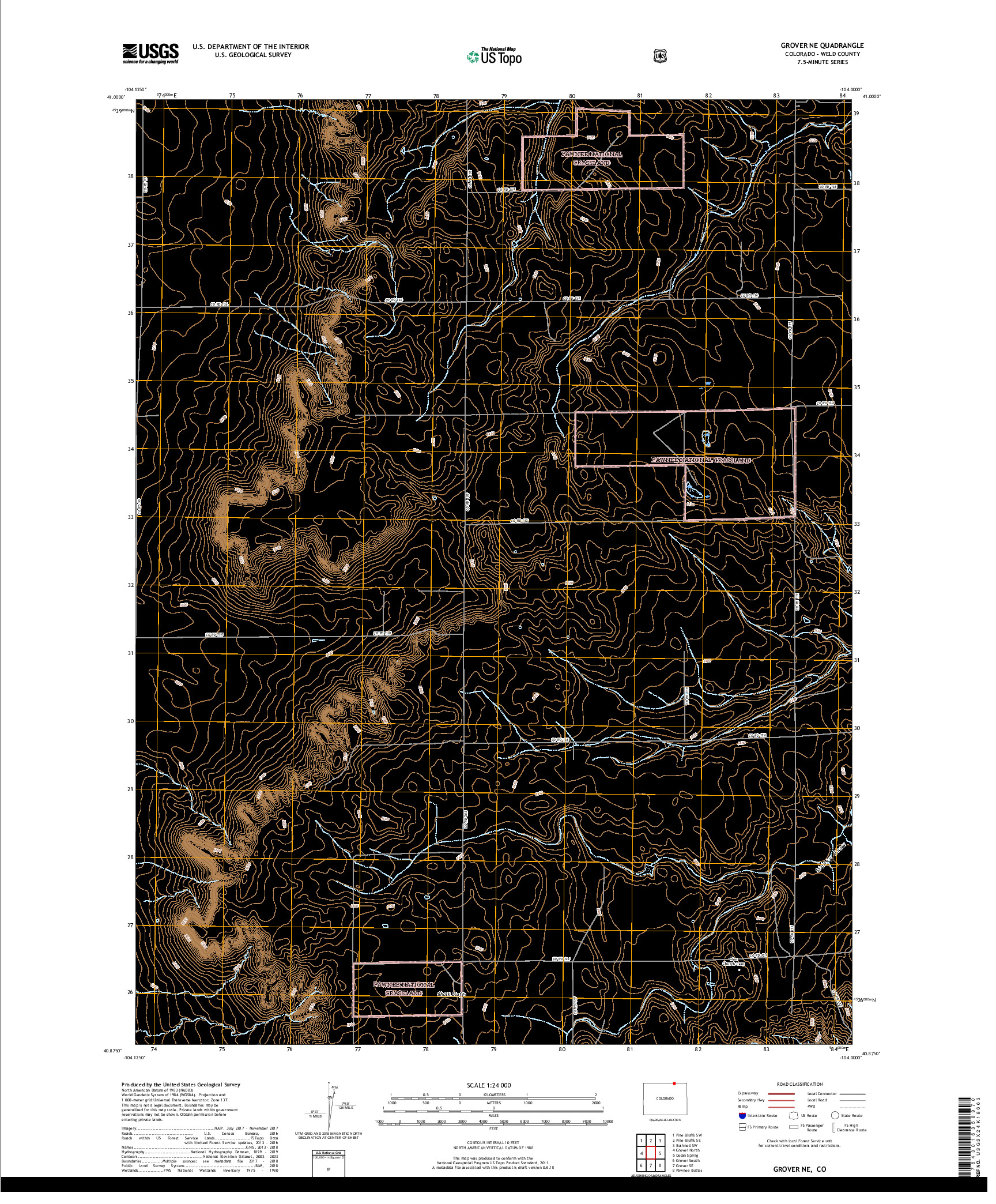 USGS US TOPO 7.5-MINUTE MAP FOR GROVER NE, CO 2019