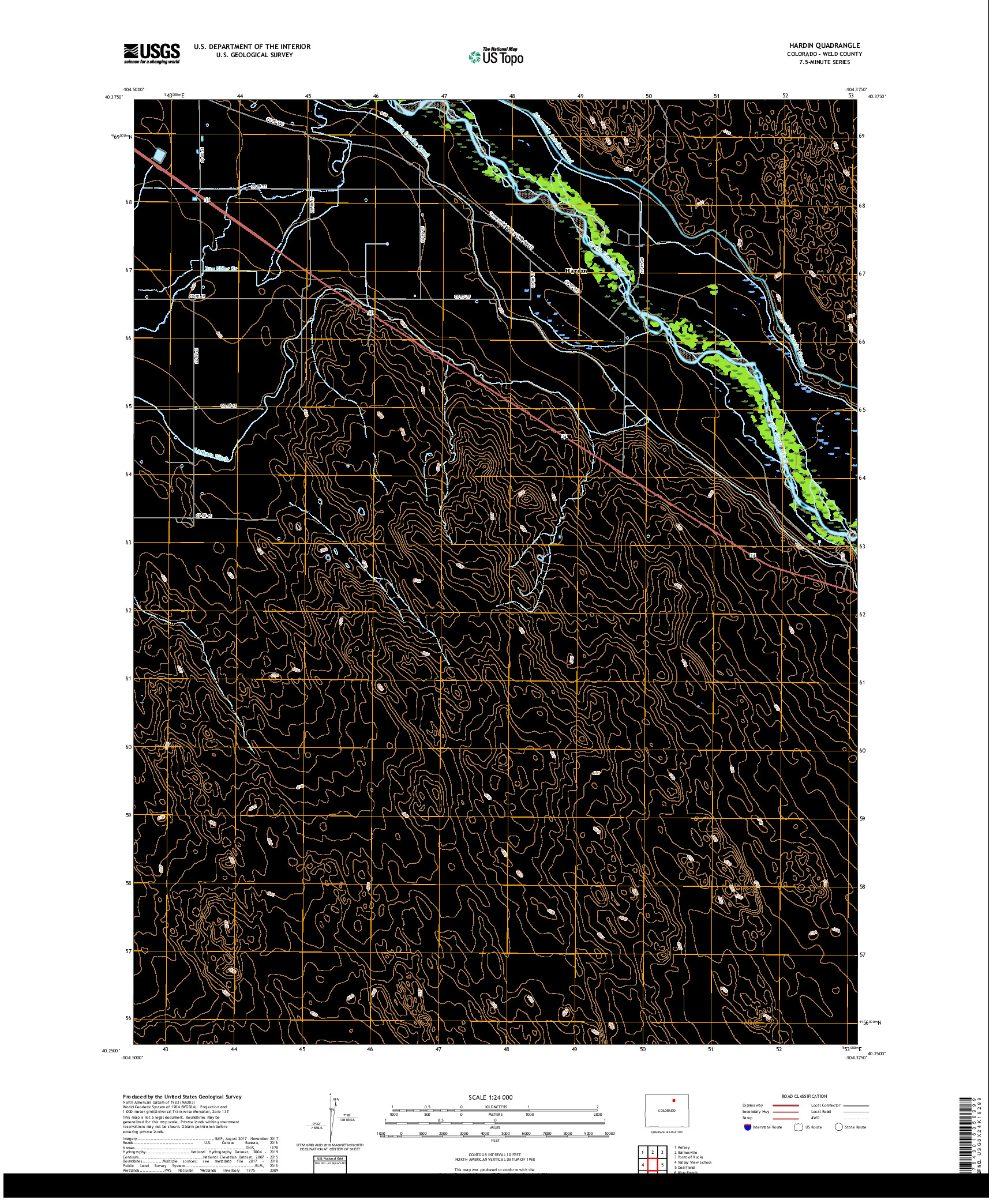 USGS US TOPO 7.5-MINUTE MAP FOR HARDIN, CO 2019
