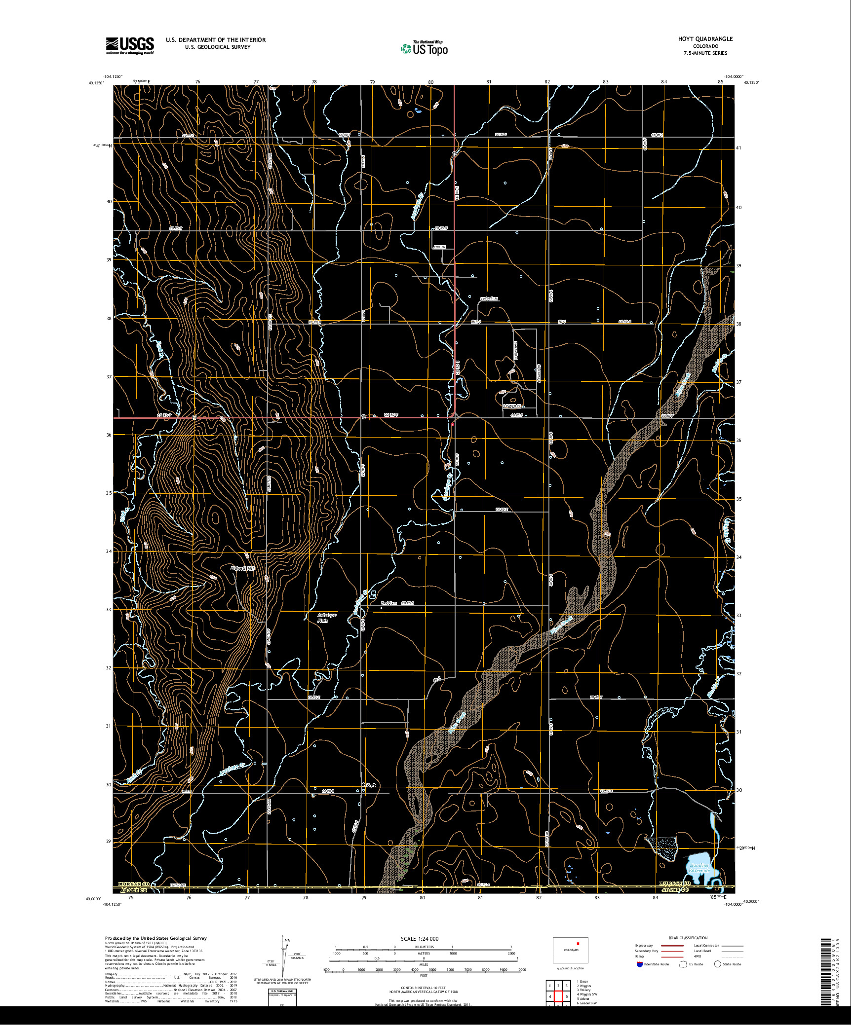 USGS US TOPO 7.5-MINUTE MAP FOR HOYT, CO 2019