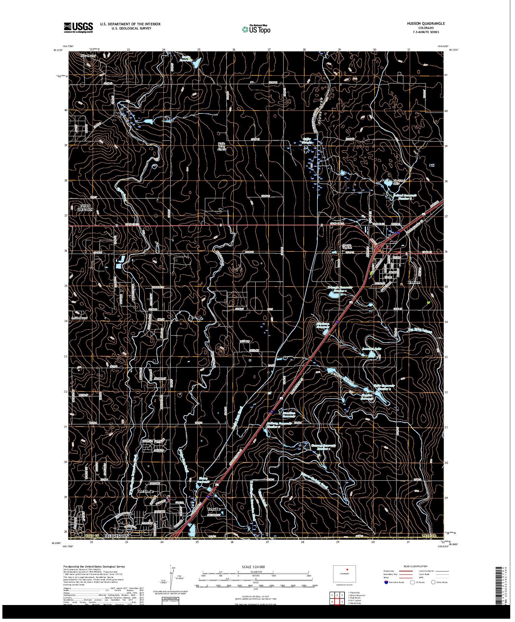 USGS US TOPO 7.5-MINUTE MAP FOR HUDSON, CO 2019