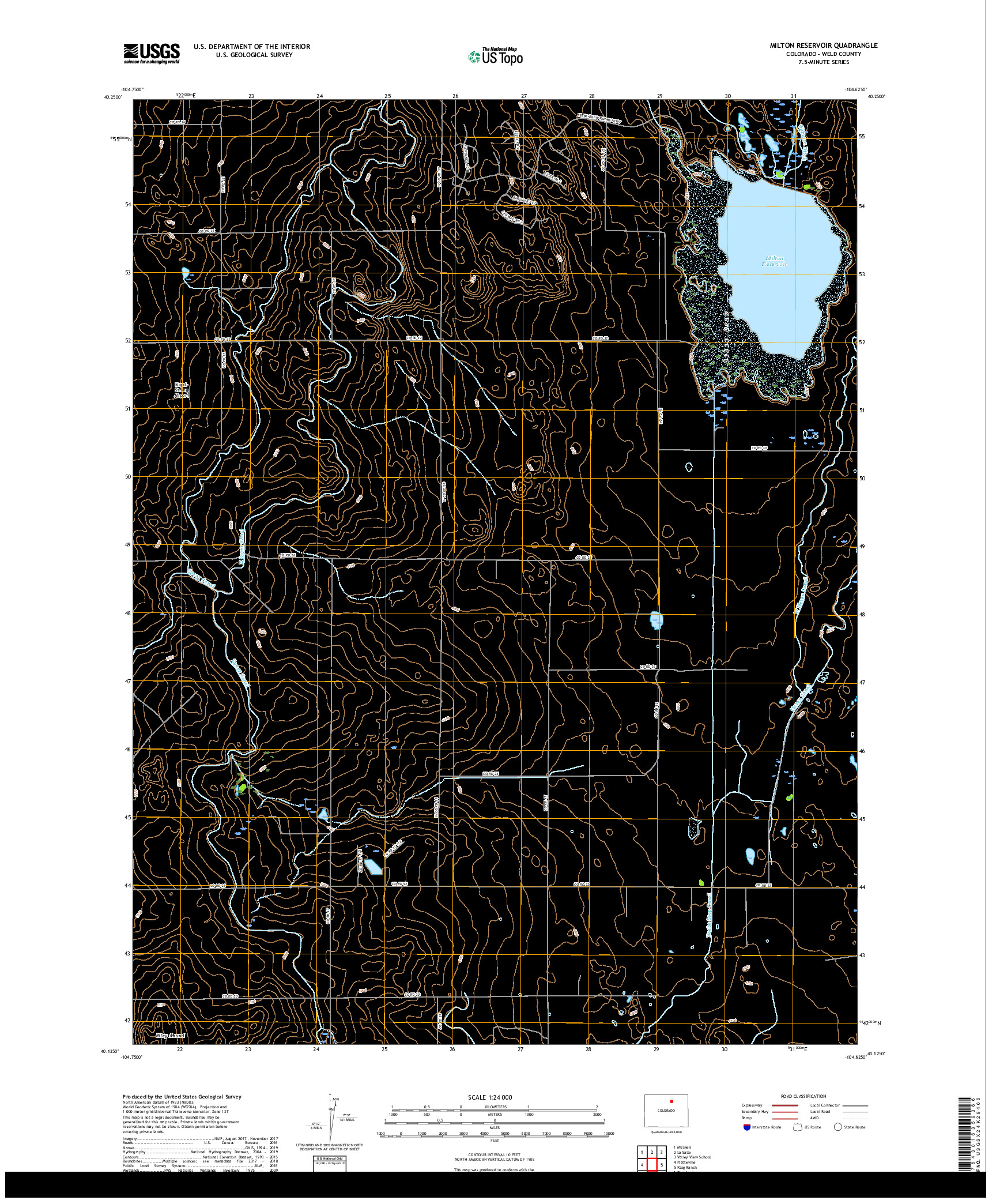USGS US TOPO 7.5-MINUTE MAP FOR MILTON RESERVOIR, CO 2019