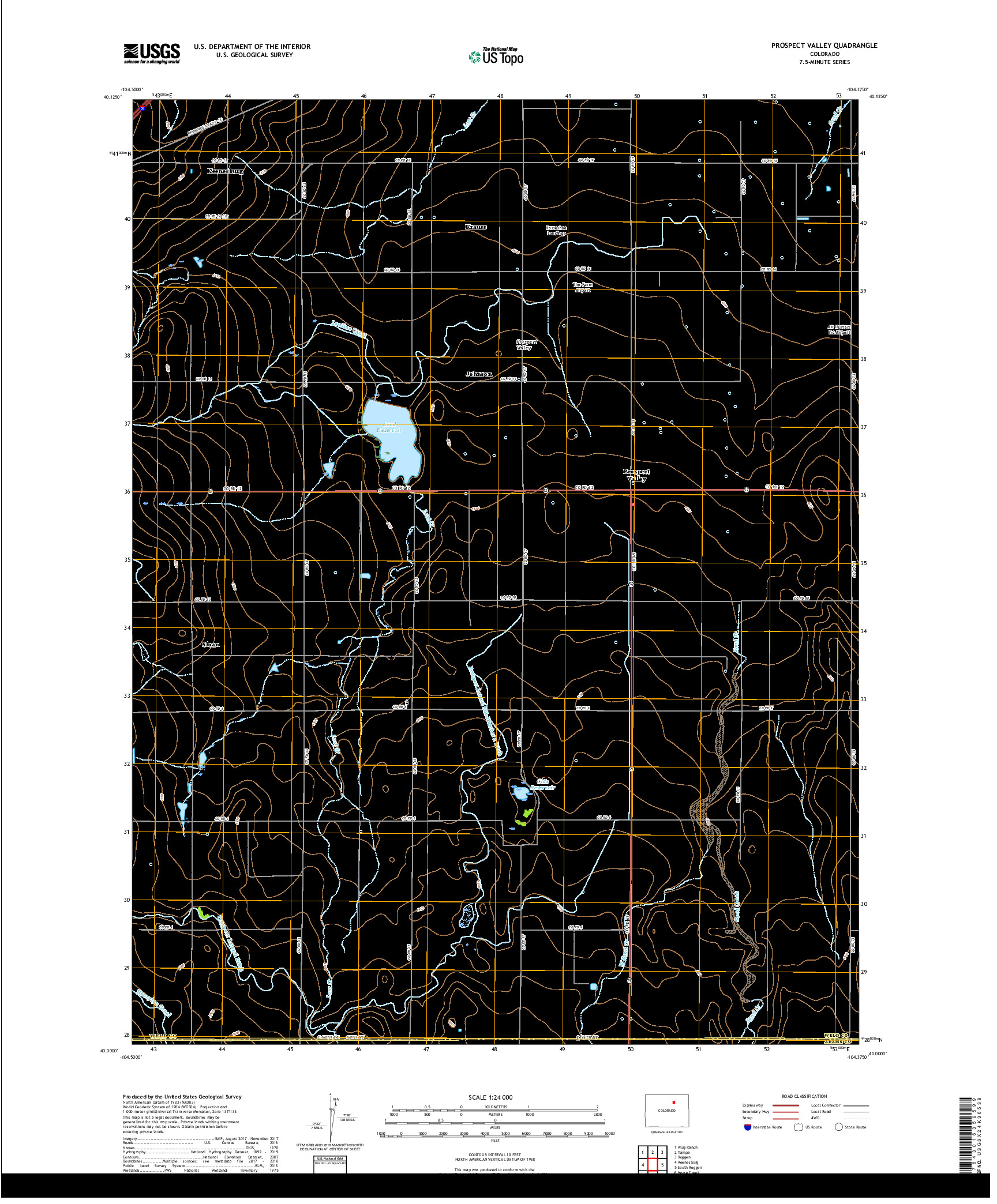 USGS US TOPO 7.5-MINUTE MAP FOR PROSPECT VALLEY, CO 2019