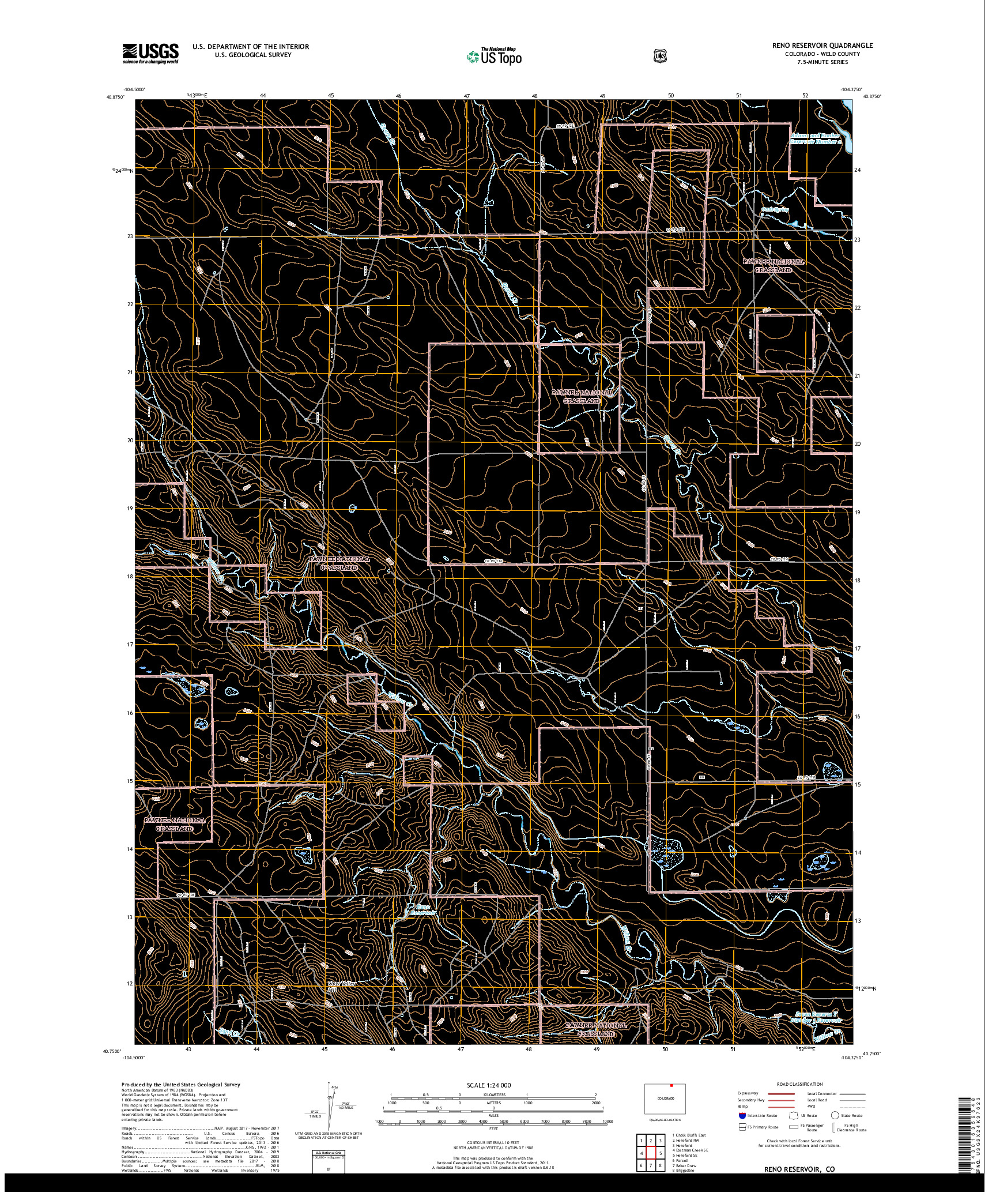 USGS US TOPO 7.5-MINUTE MAP FOR RENO RESERVOIR, CO 2019