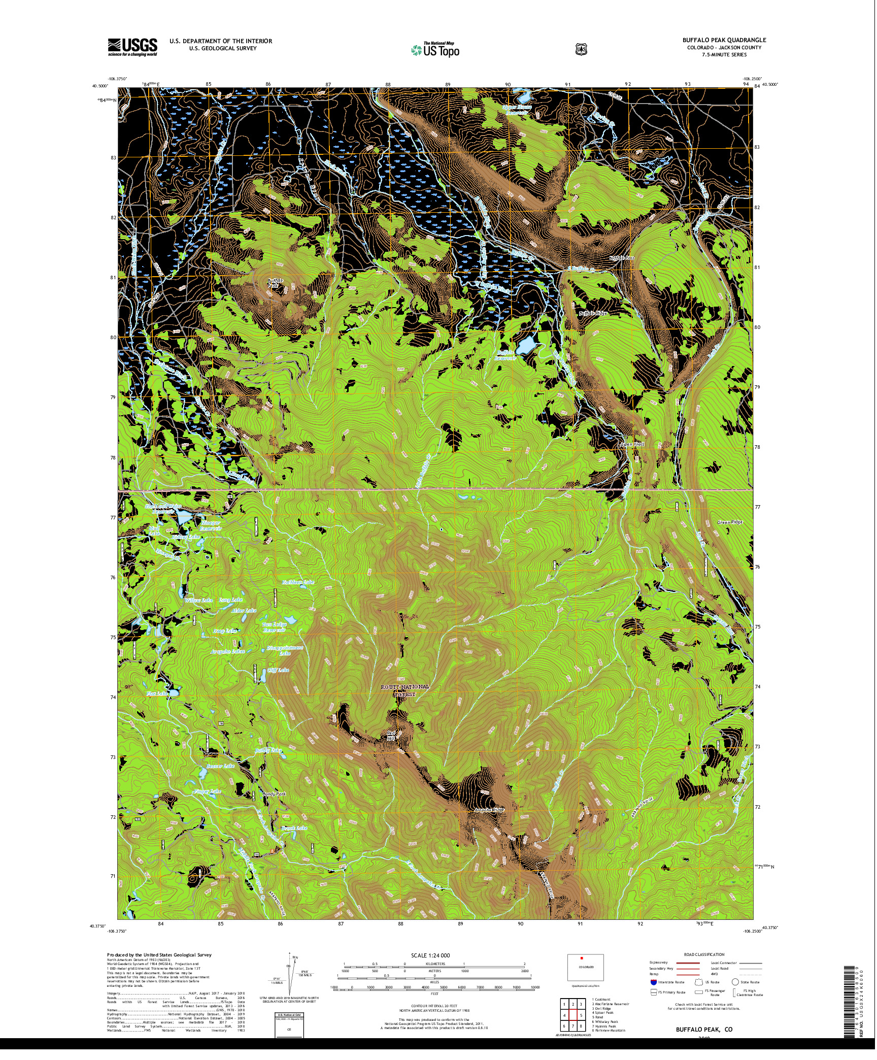USGS US TOPO 7.5-MINUTE MAP FOR BUFFALO PEAK, CO 2019