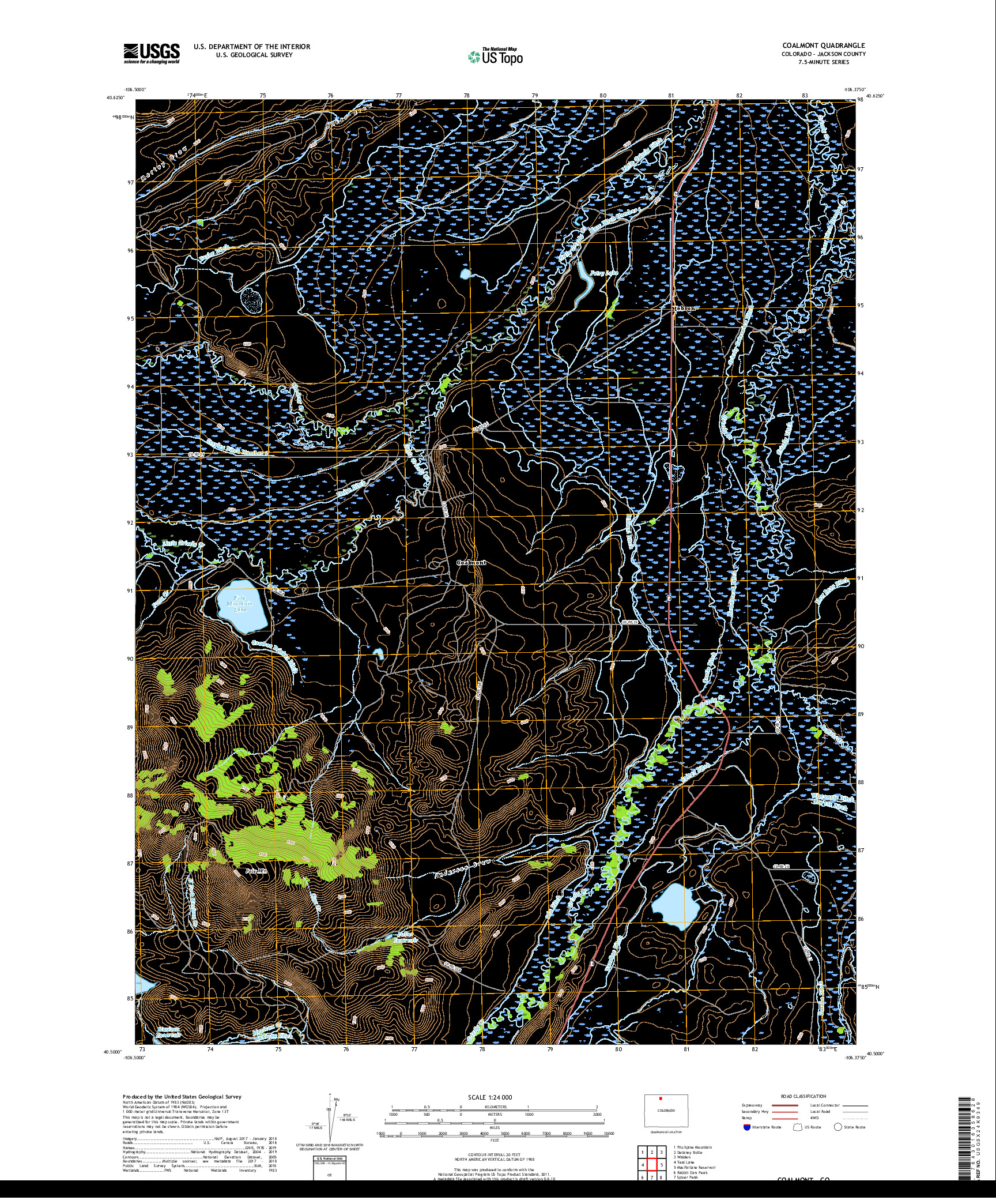 USGS US TOPO 7.5-MINUTE MAP FOR COALMONT, CO 2019