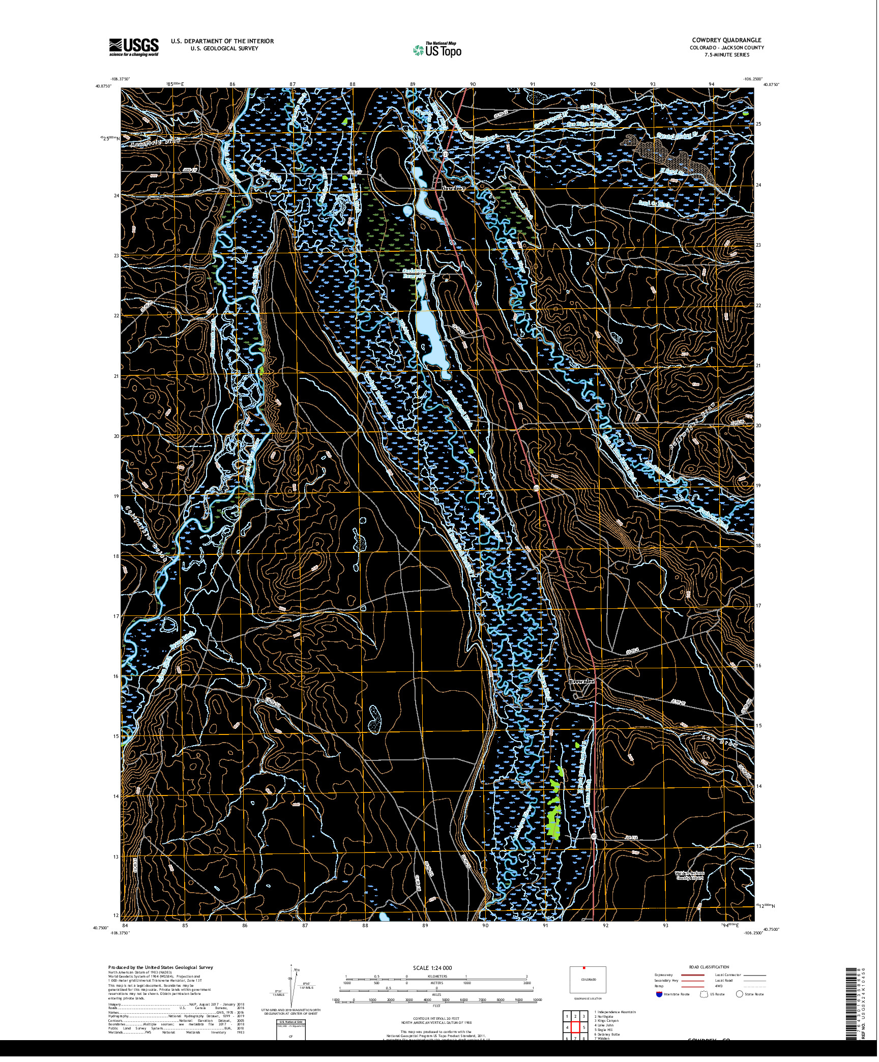 USGS US TOPO 7.5-MINUTE MAP FOR COWDREY, CO 2019