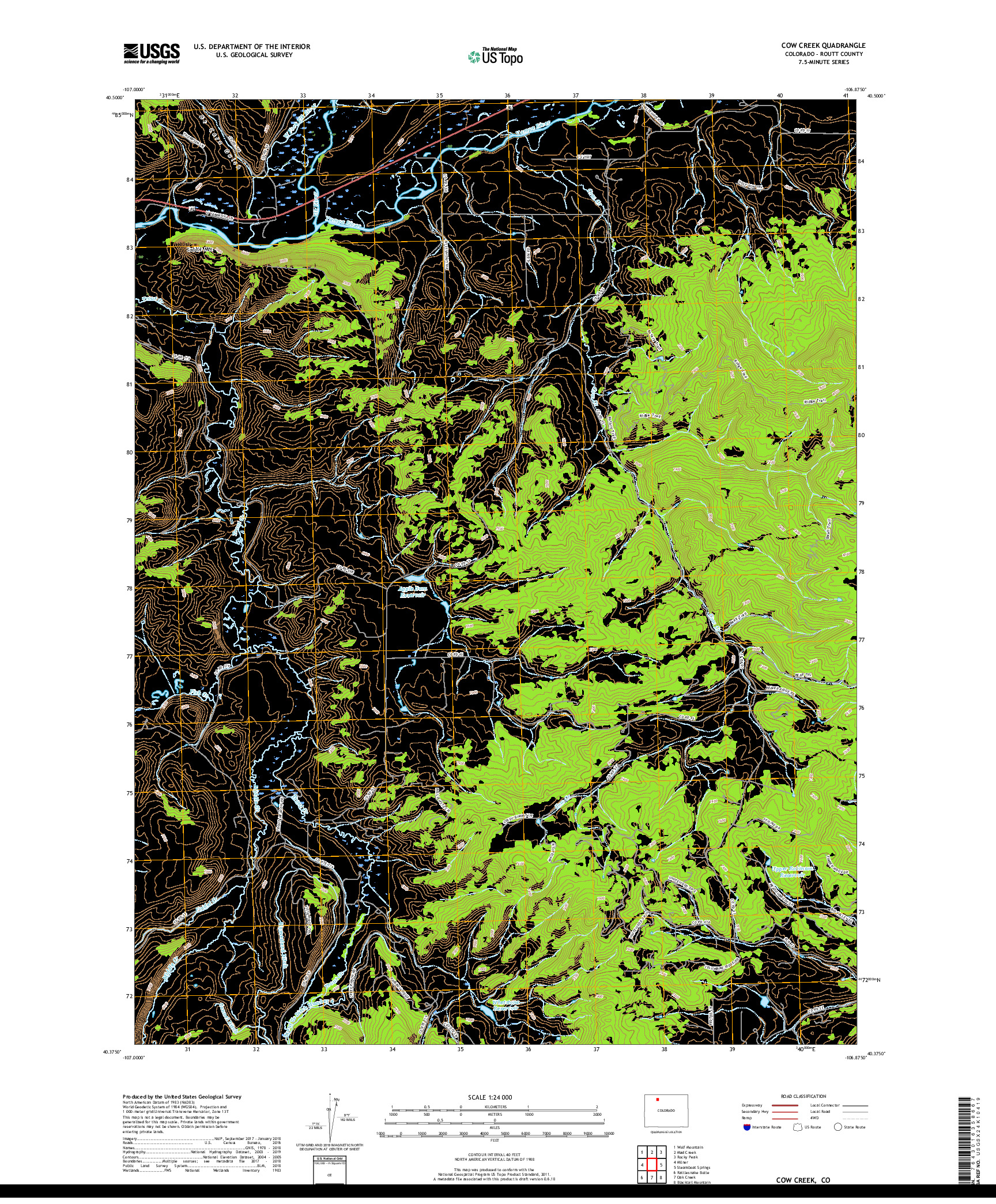 USGS US TOPO 7.5-MINUTE MAP FOR COW CREEK, CO 2019