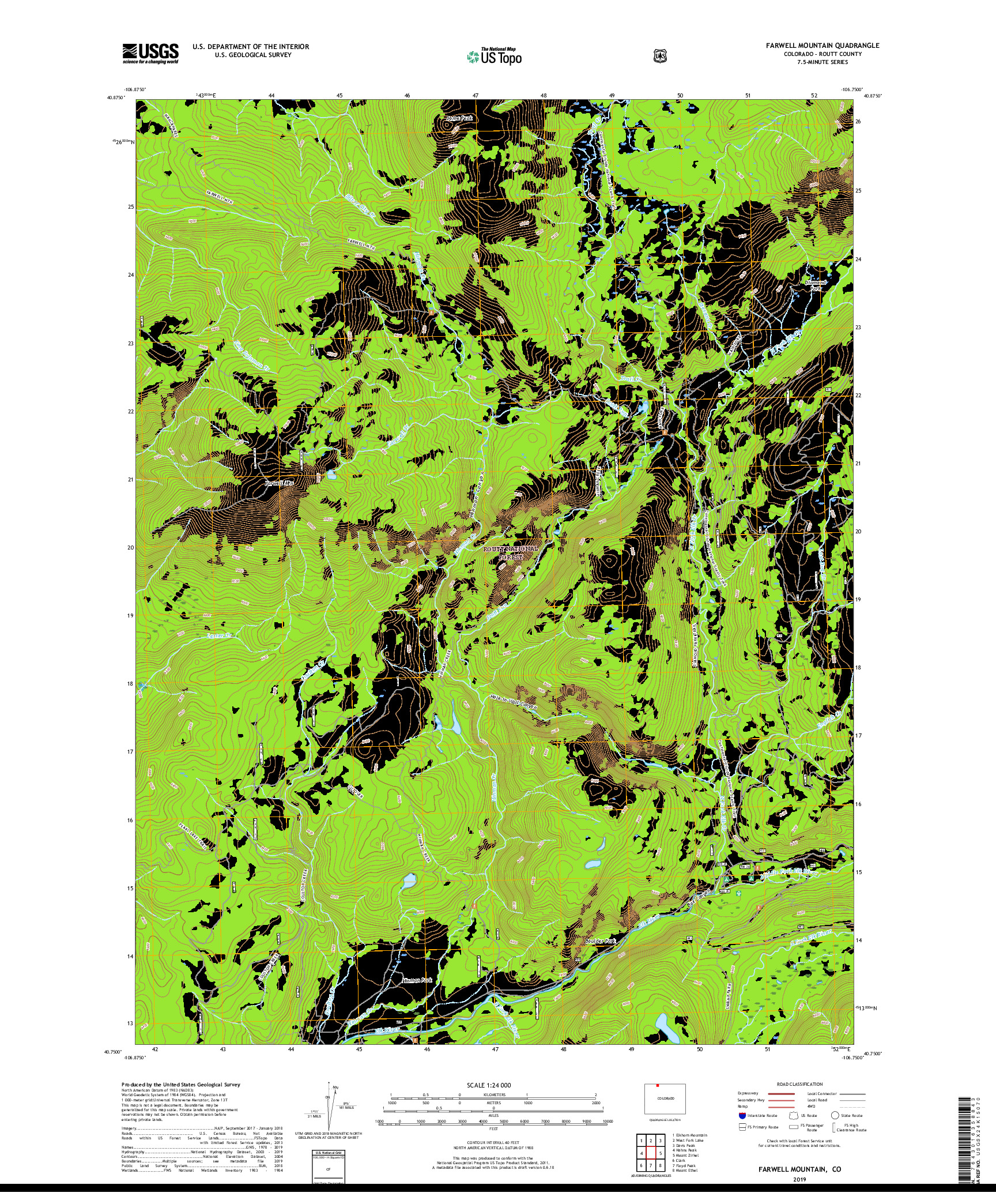 USGS US TOPO 7.5-MINUTE MAP FOR FARWELL MOUNTAIN, CO 2019