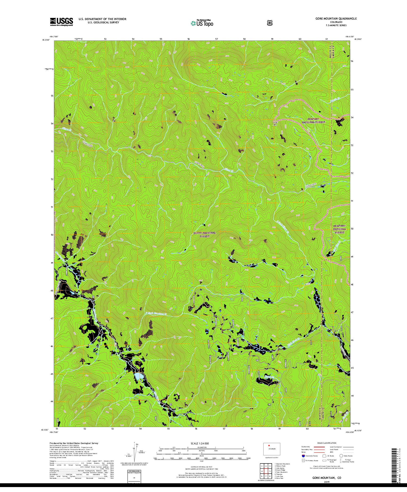 USGS US TOPO 7.5-MINUTE MAP FOR GORE MOUNTAIN, CO 2019