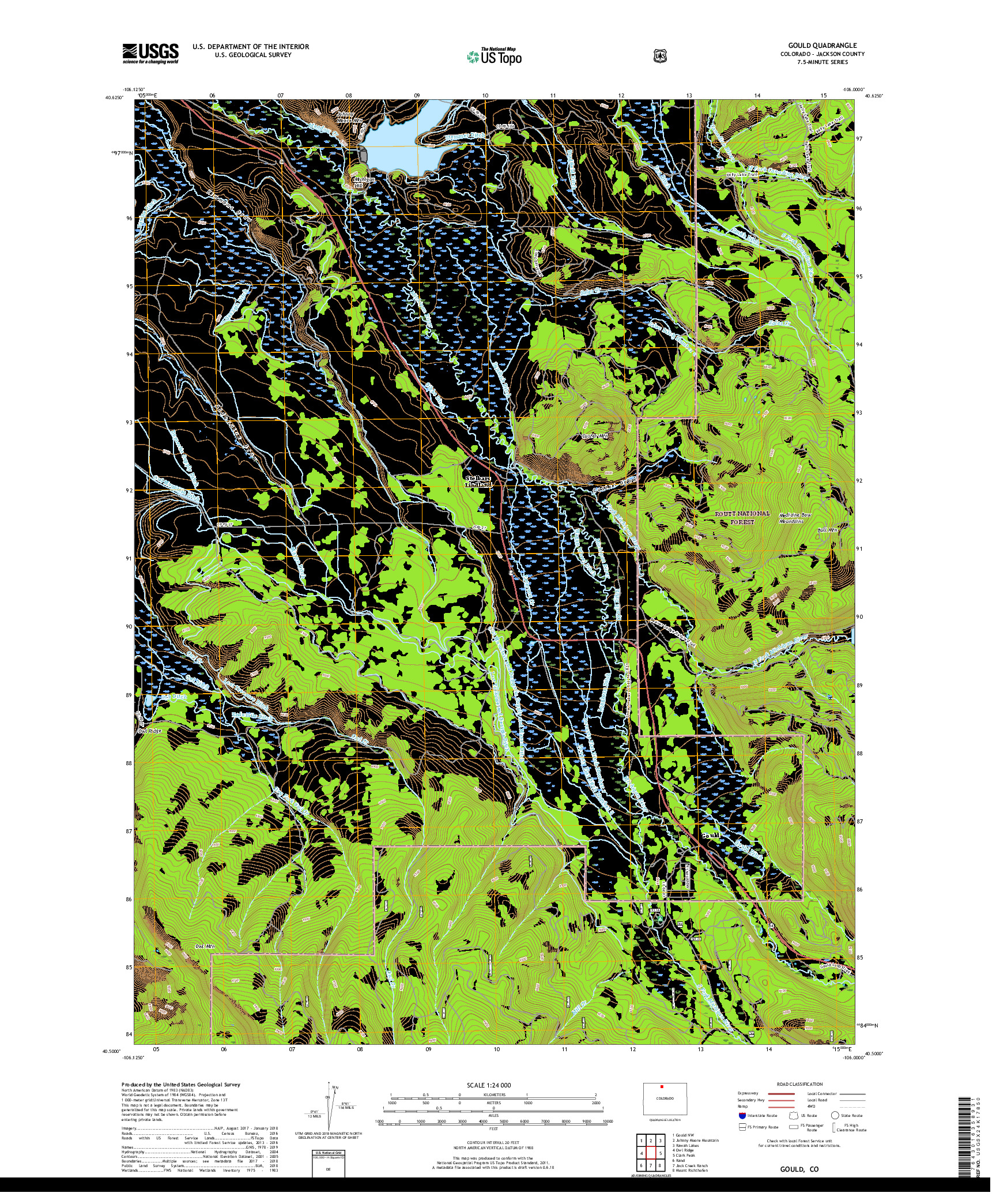 USGS US TOPO 7.5-MINUTE MAP FOR GOULD, CO 2019