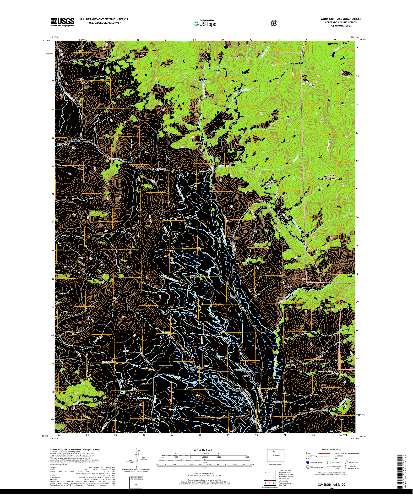 USGS US TOPO 7.5-MINUTE MAP FOR GUNSIGHT PASS, CO 2019