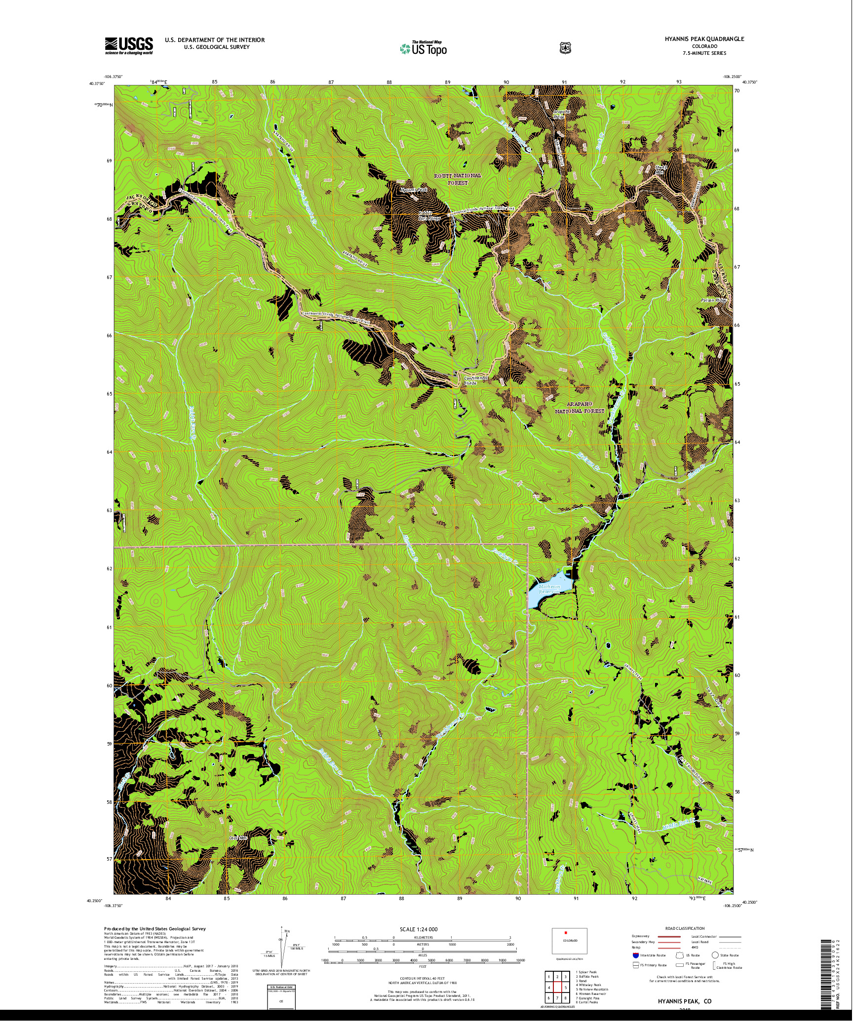 USGS US TOPO 7.5-MINUTE MAP FOR HYANNIS PEAK, CO 2019