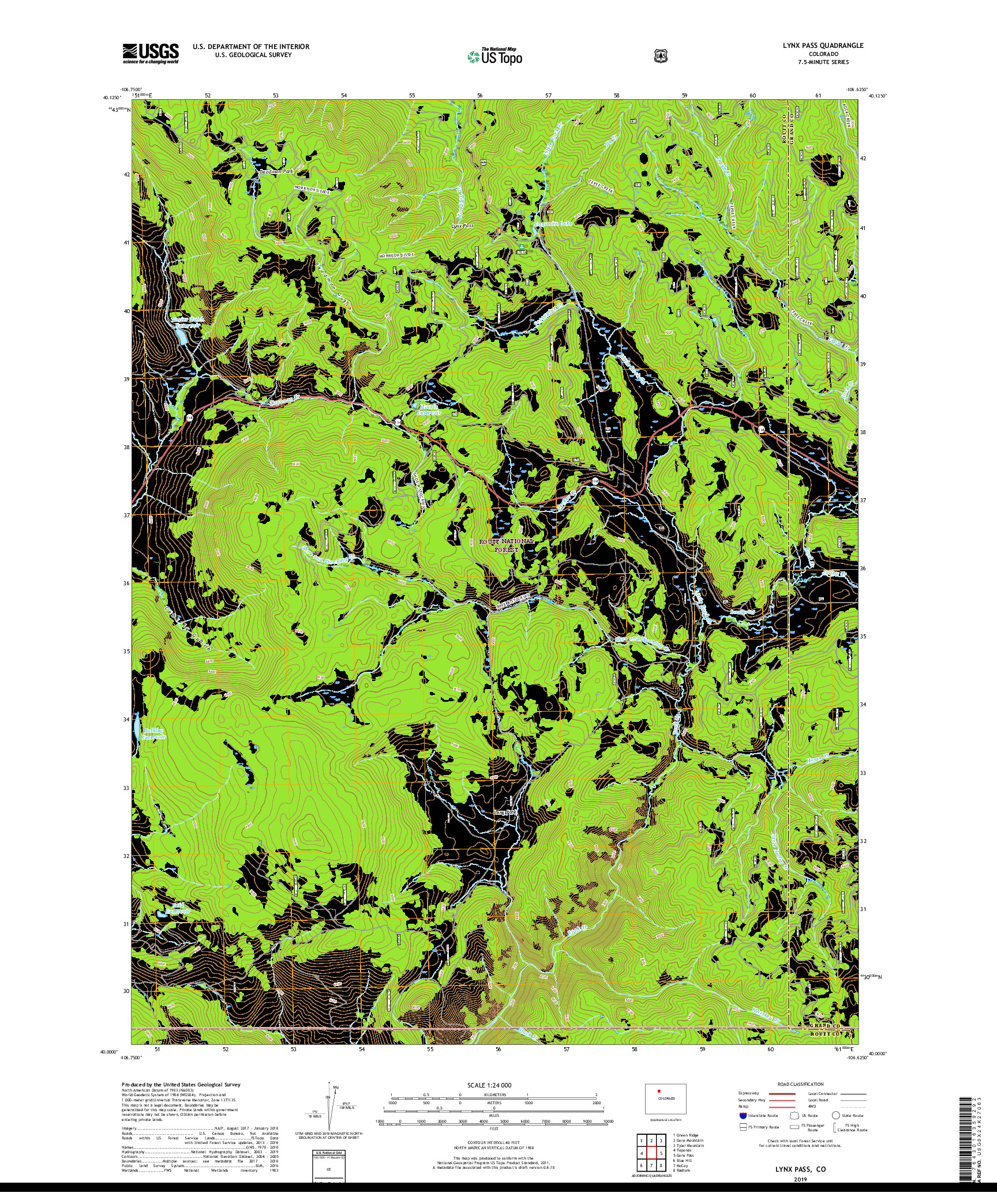 USGS US TOPO 7.5-MINUTE MAP FOR LYNX PASS, CO 2019