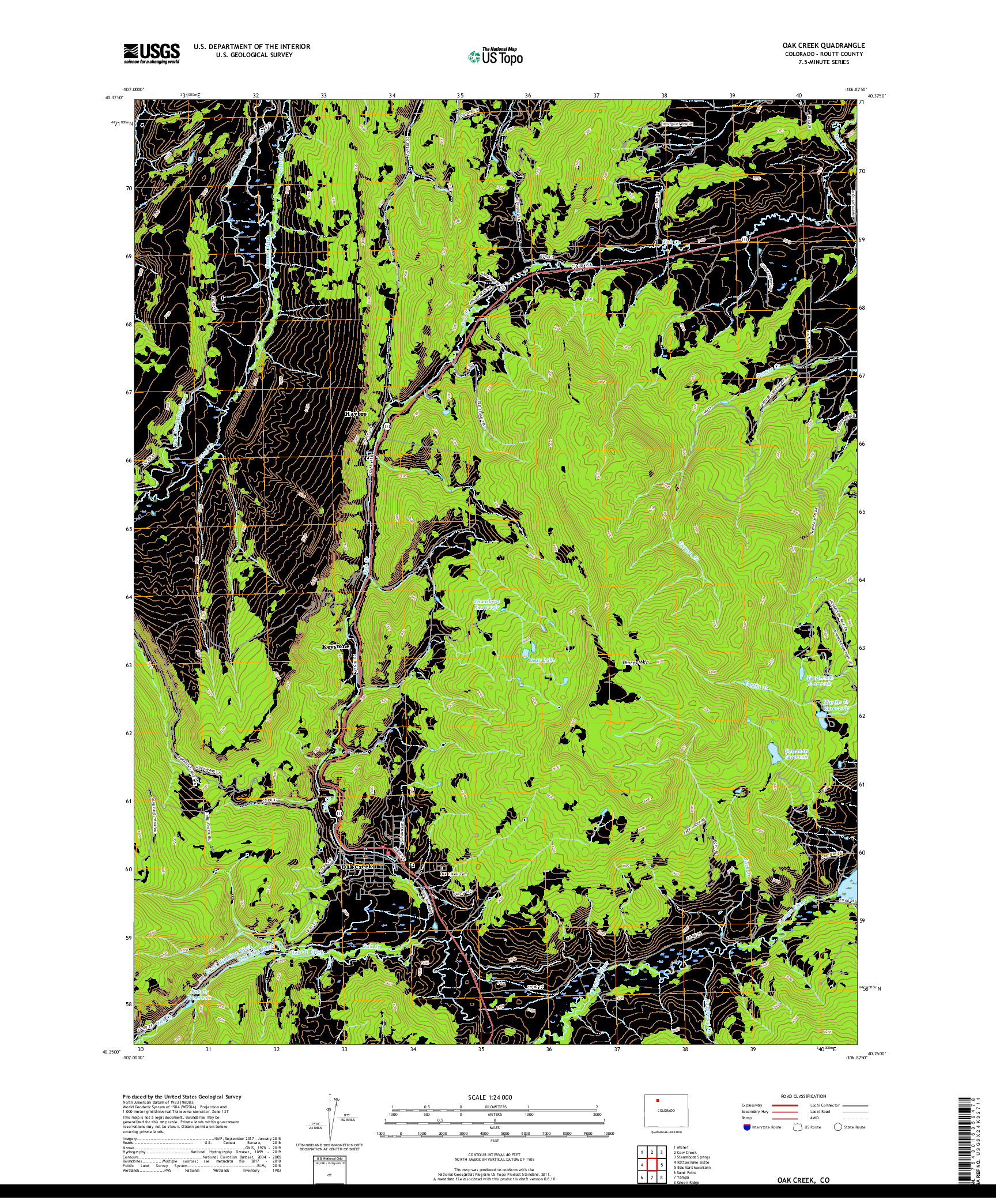 USGS US TOPO 7.5-MINUTE MAP FOR OAK CREEK, CO 2019