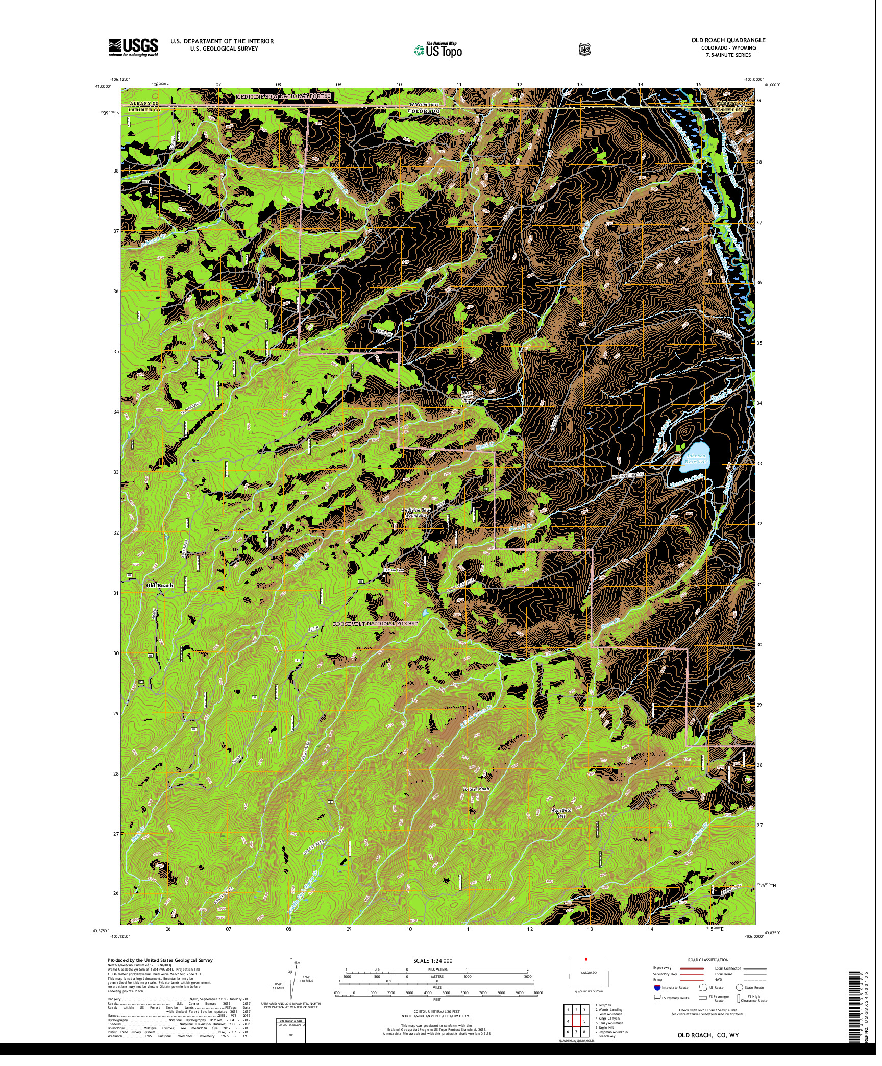 USGS US TOPO 7.5-MINUTE MAP FOR OLD ROACH, CO,WY 2019