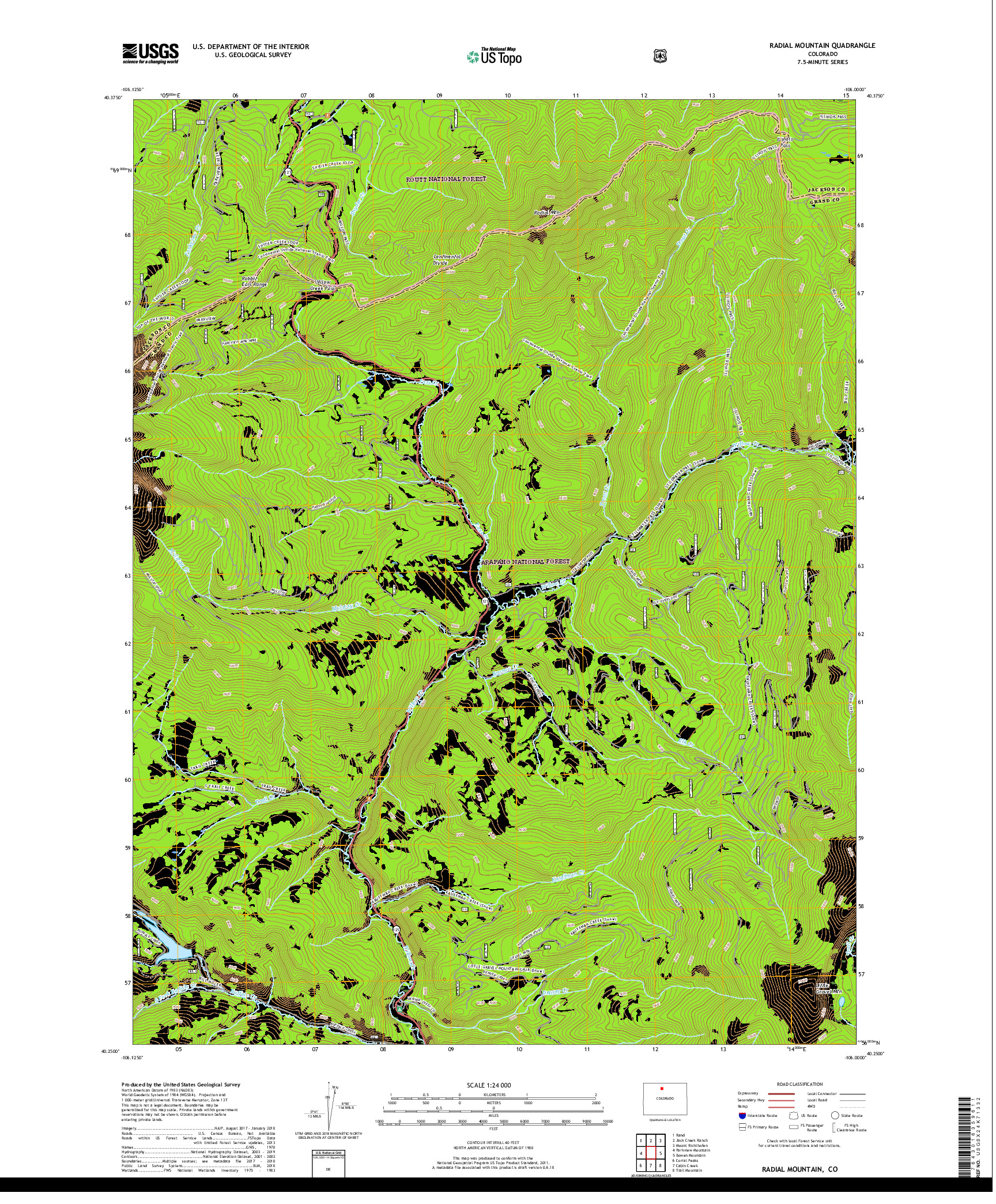 USGS US TOPO 7.5-MINUTE MAP FOR RADIAL MOUNTAIN, CO 2019