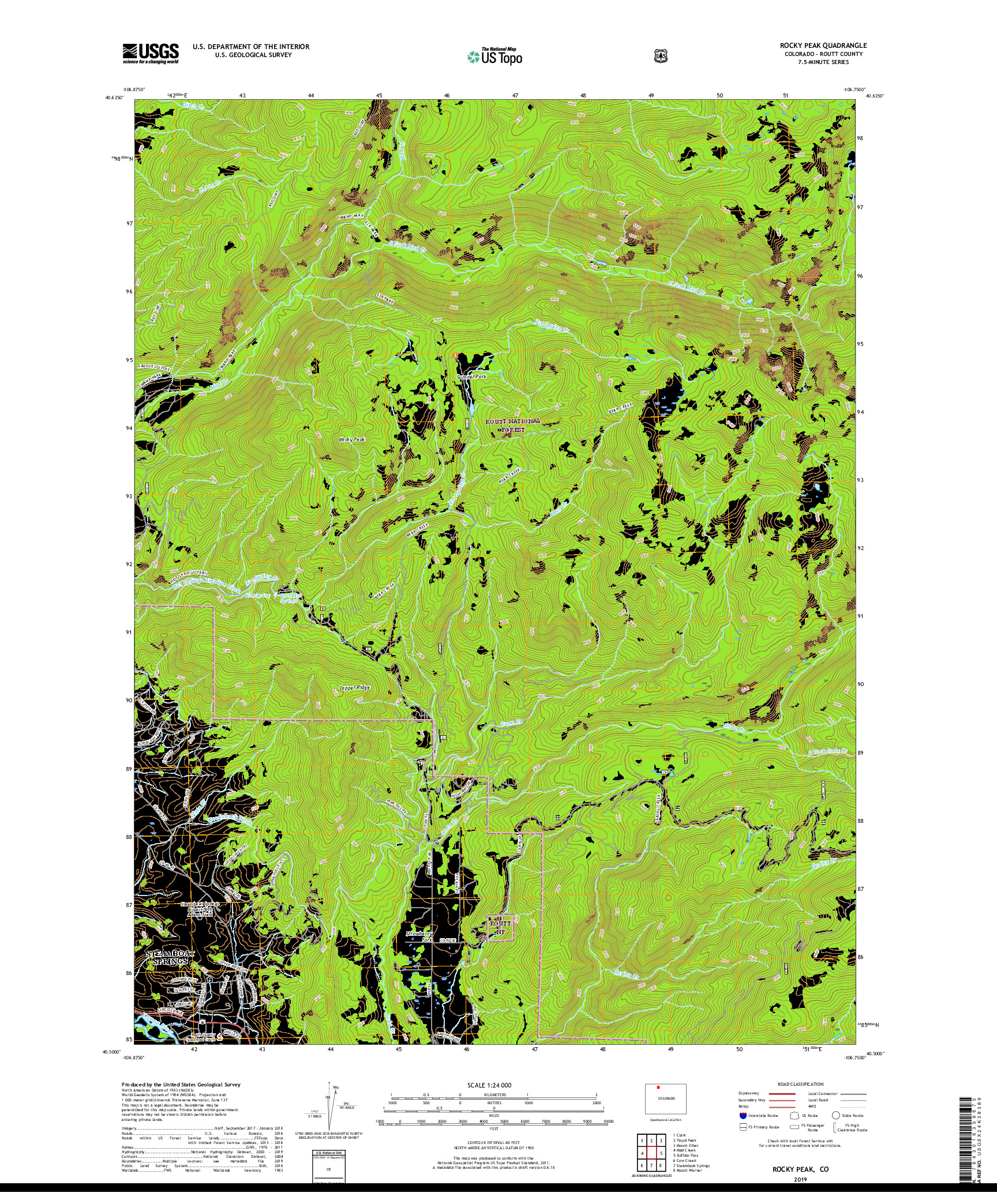 USGS US TOPO 7.5-MINUTE MAP FOR ROCKY PEAK, CO 2019