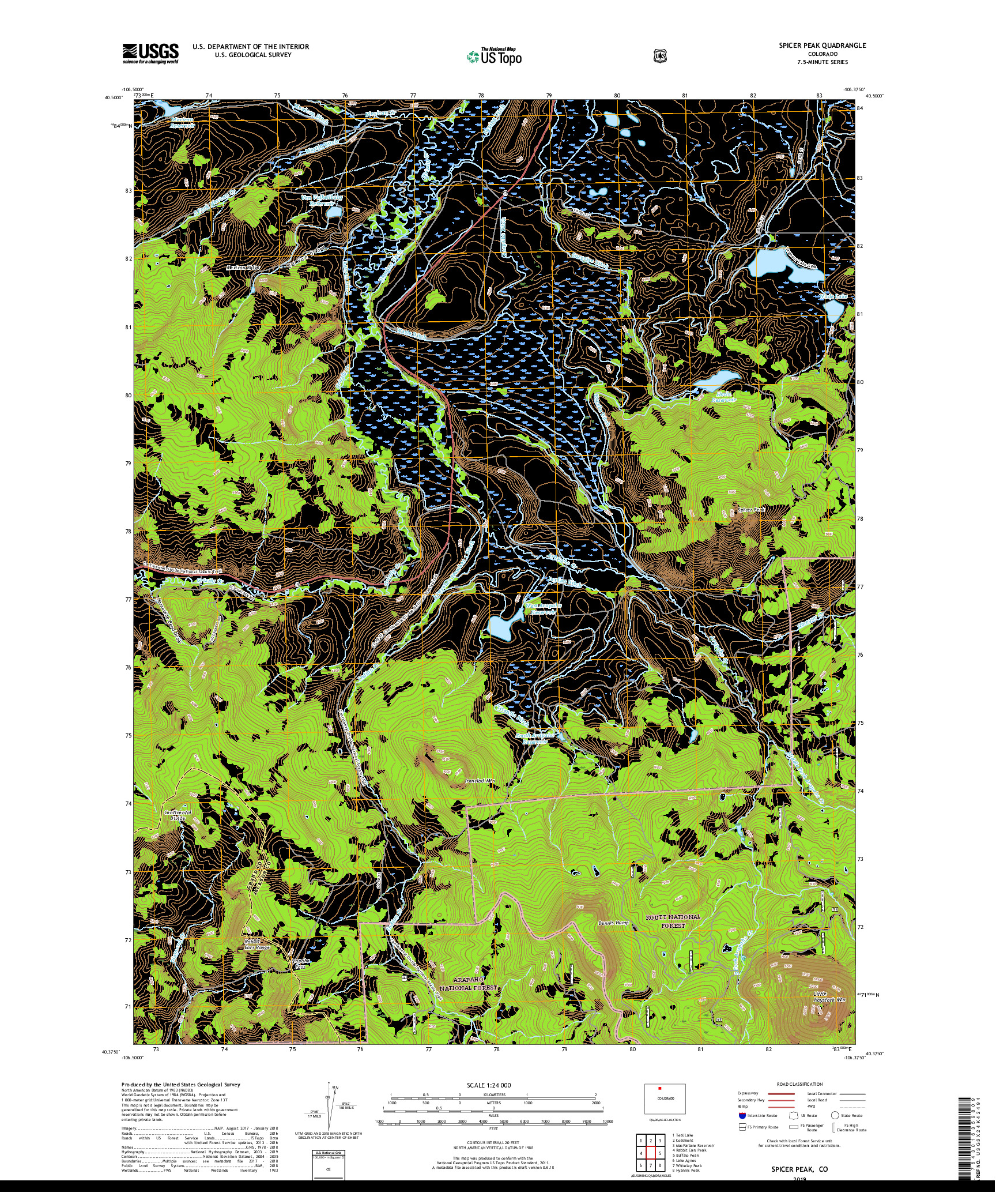 USGS US TOPO 7.5-MINUTE MAP FOR SPICER PEAK, CO 2019