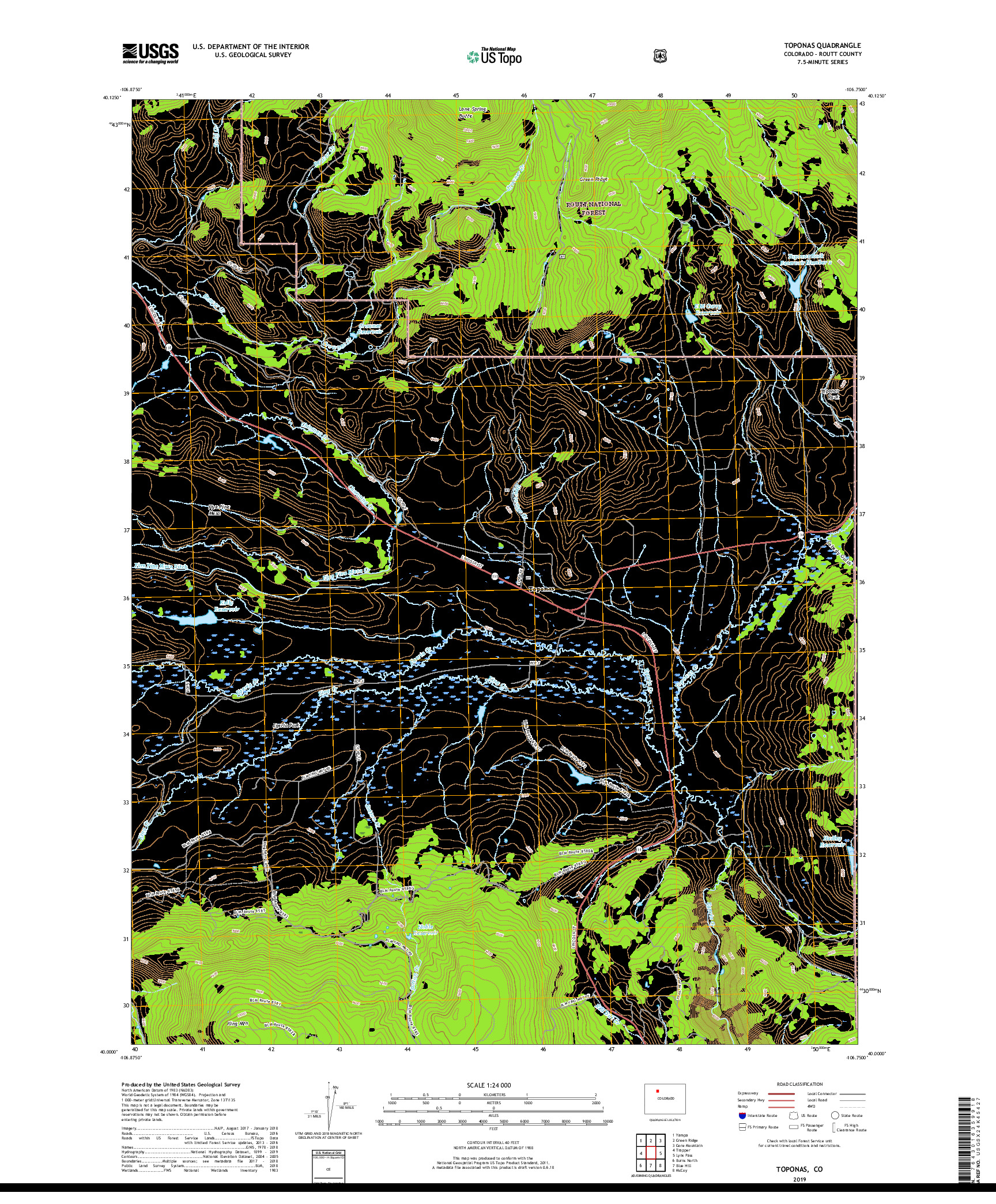 USGS US TOPO 7.5-MINUTE MAP FOR TOPONAS, CO 2019