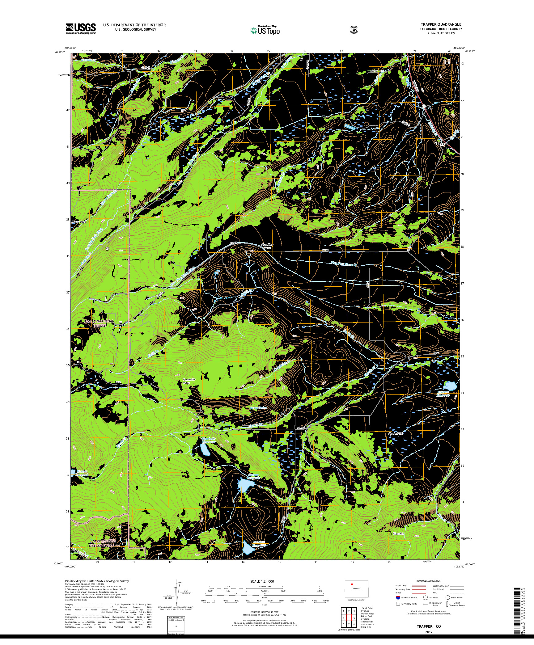 USGS US TOPO 7.5-MINUTE MAP FOR TRAPPER, CO 2019