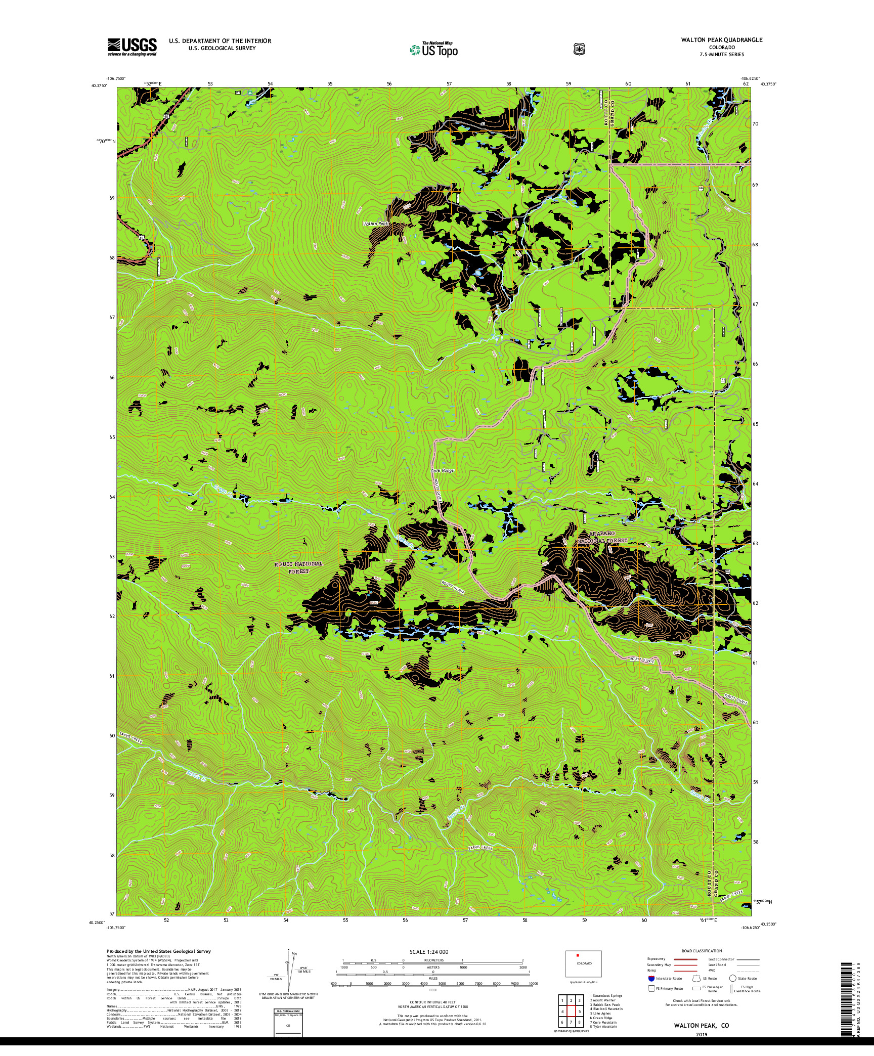 USGS US TOPO 7.5-MINUTE MAP FOR WALTON PEAK, CO 2019