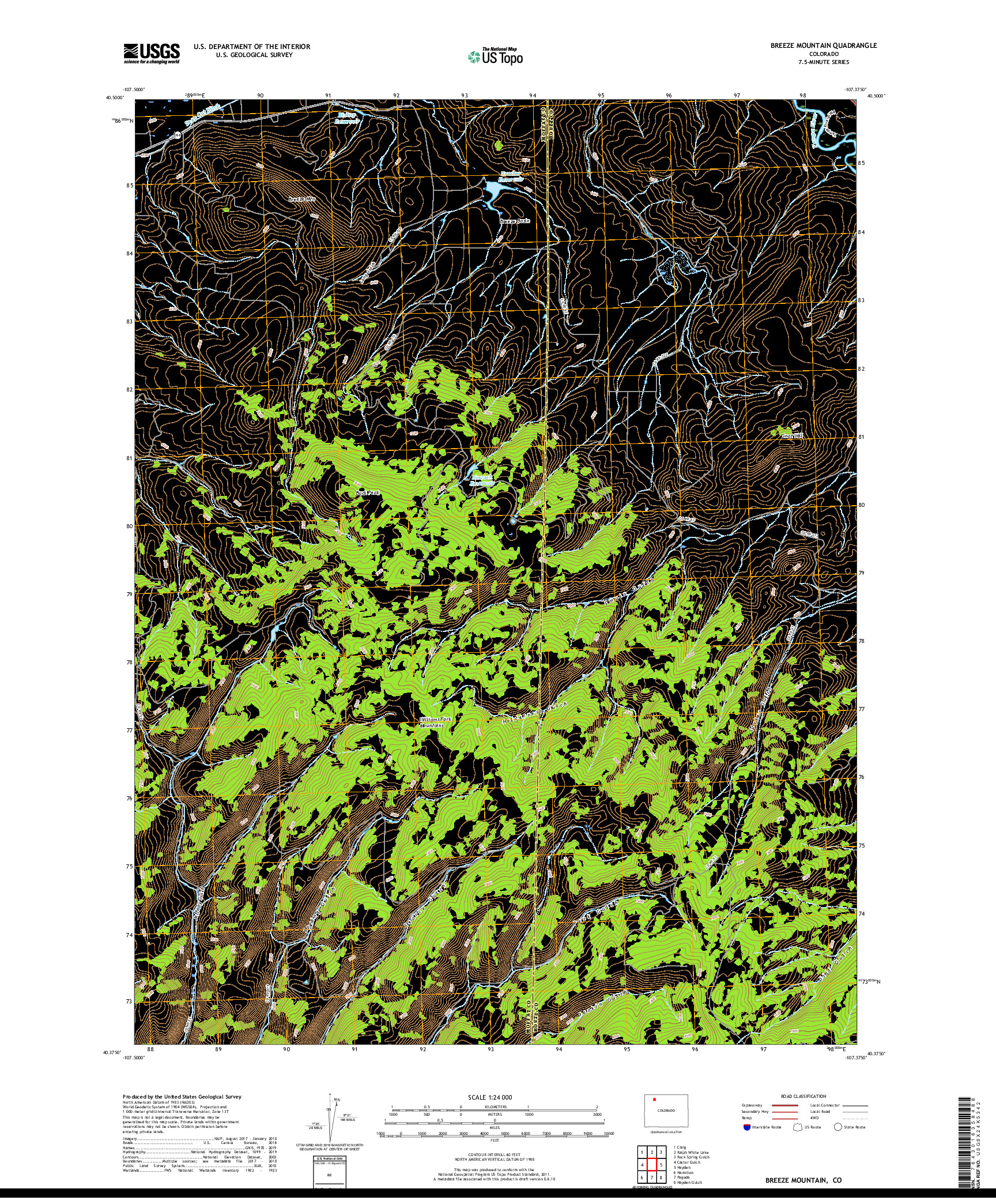 USGS US TOPO 7.5-MINUTE MAP FOR BREEZE MOUNTAIN, CO 2019