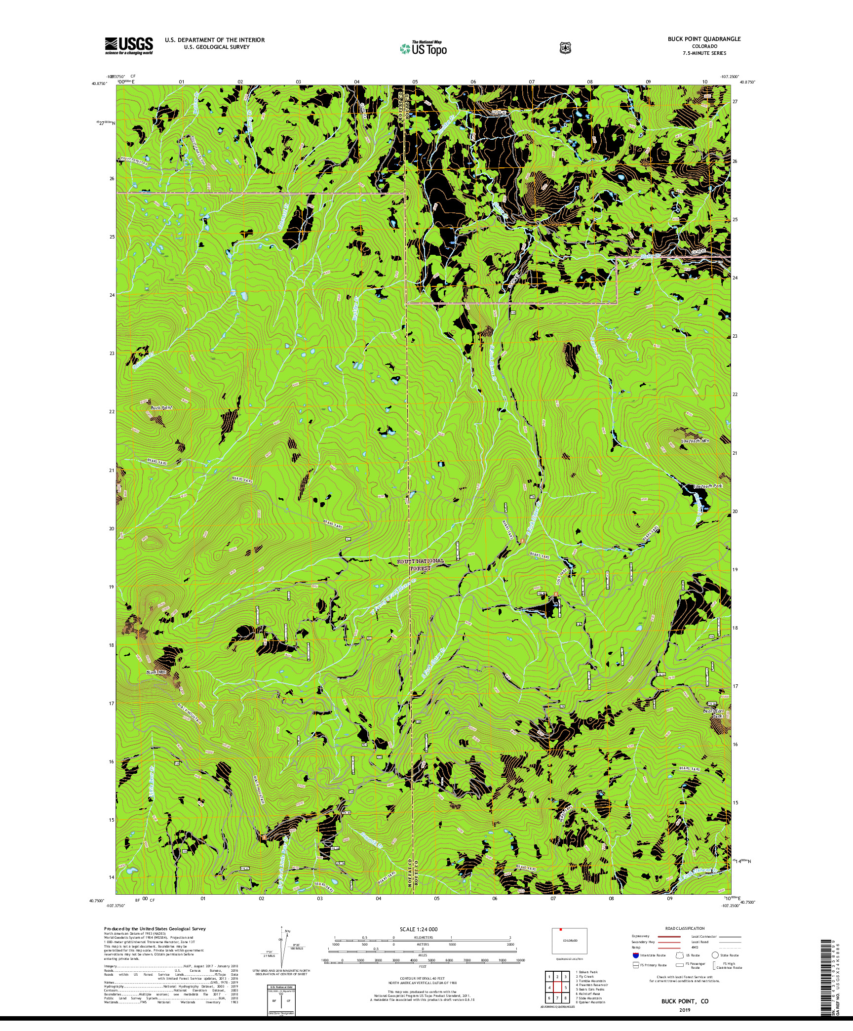 USGS US TOPO 7.5-MINUTE MAP FOR BUCK POINT, CO 2019