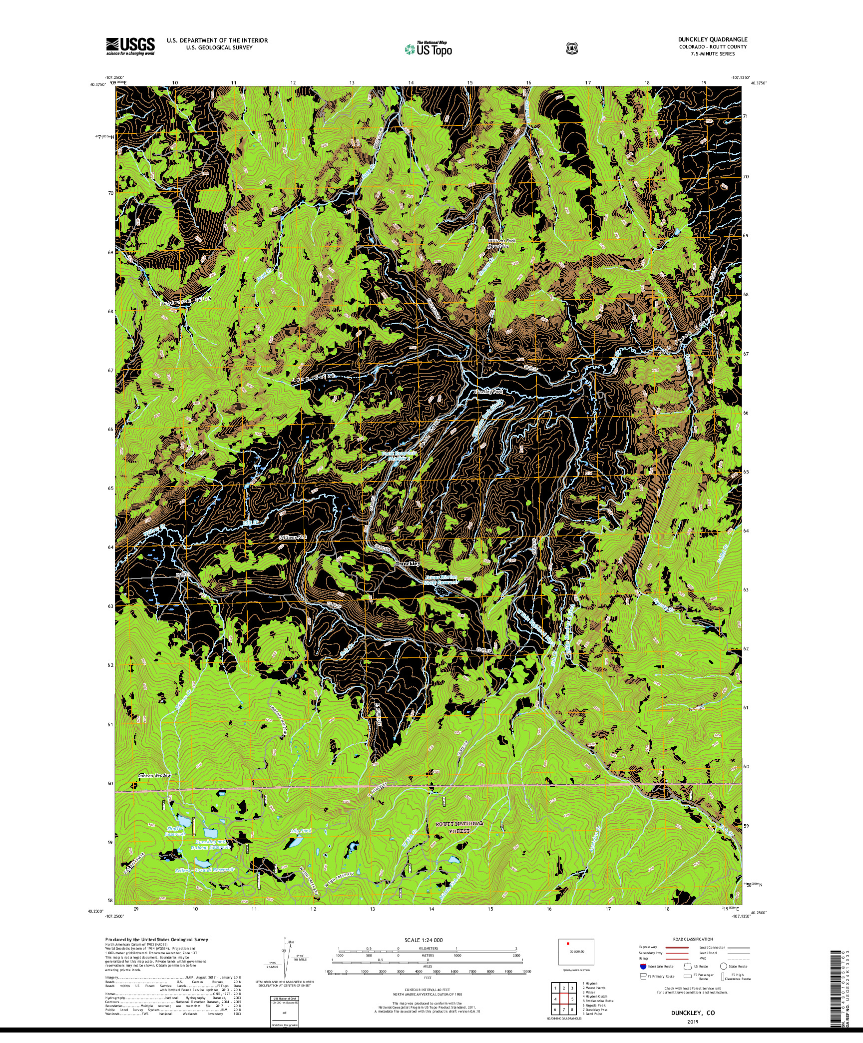 USGS US TOPO 7.5-MINUTE MAP FOR DUNCKLEY, CO 2019