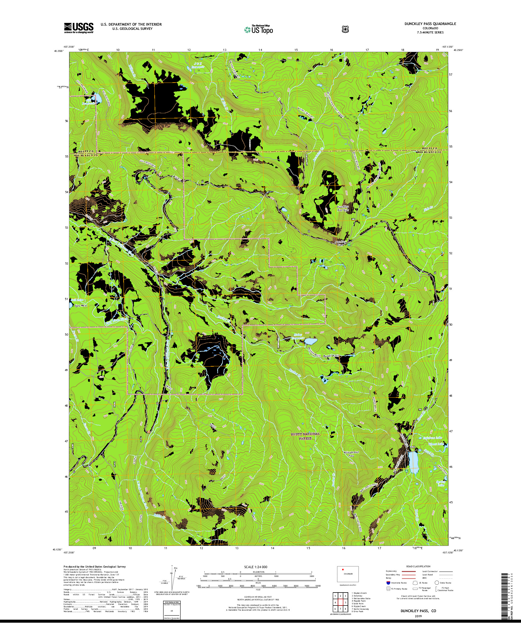USGS US TOPO 7.5-MINUTE MAP FOR DUNCKLEY PASS, CO 2019
