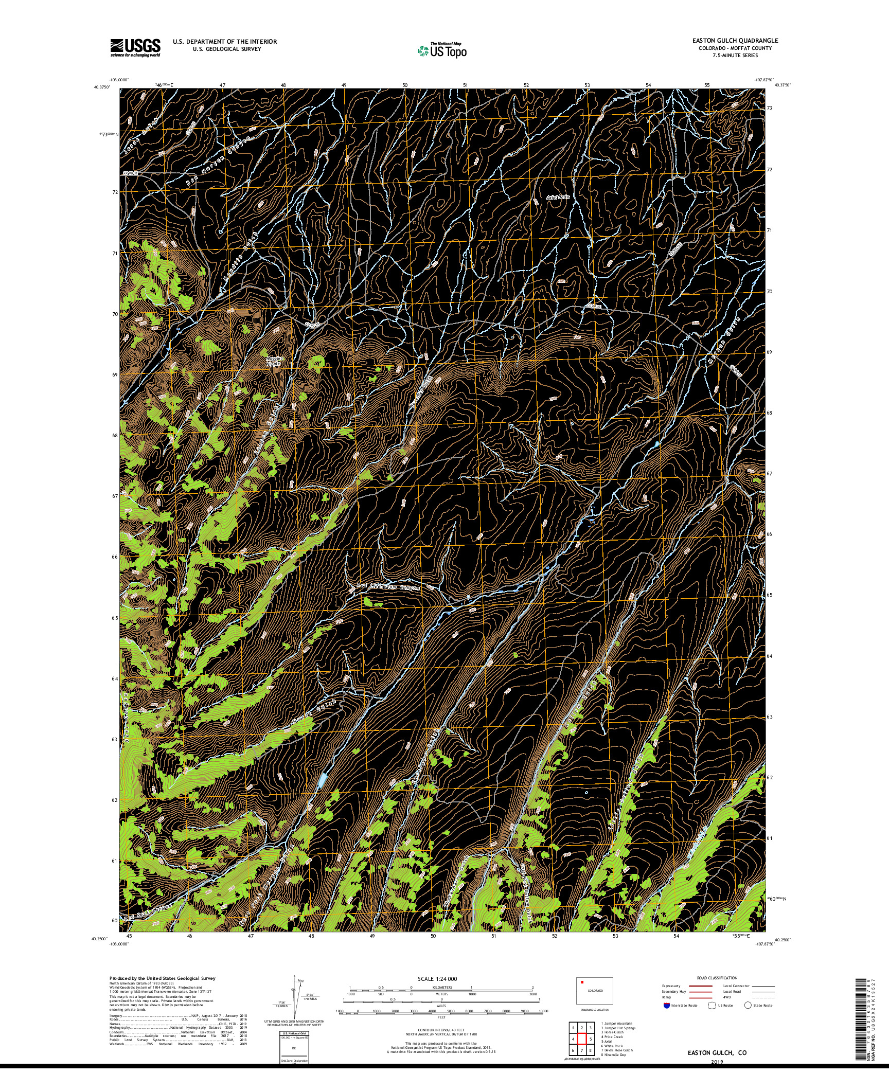 USGS US TOPO 7.5-MINUTE MAP FOR EASTON GULCH, CO 2019