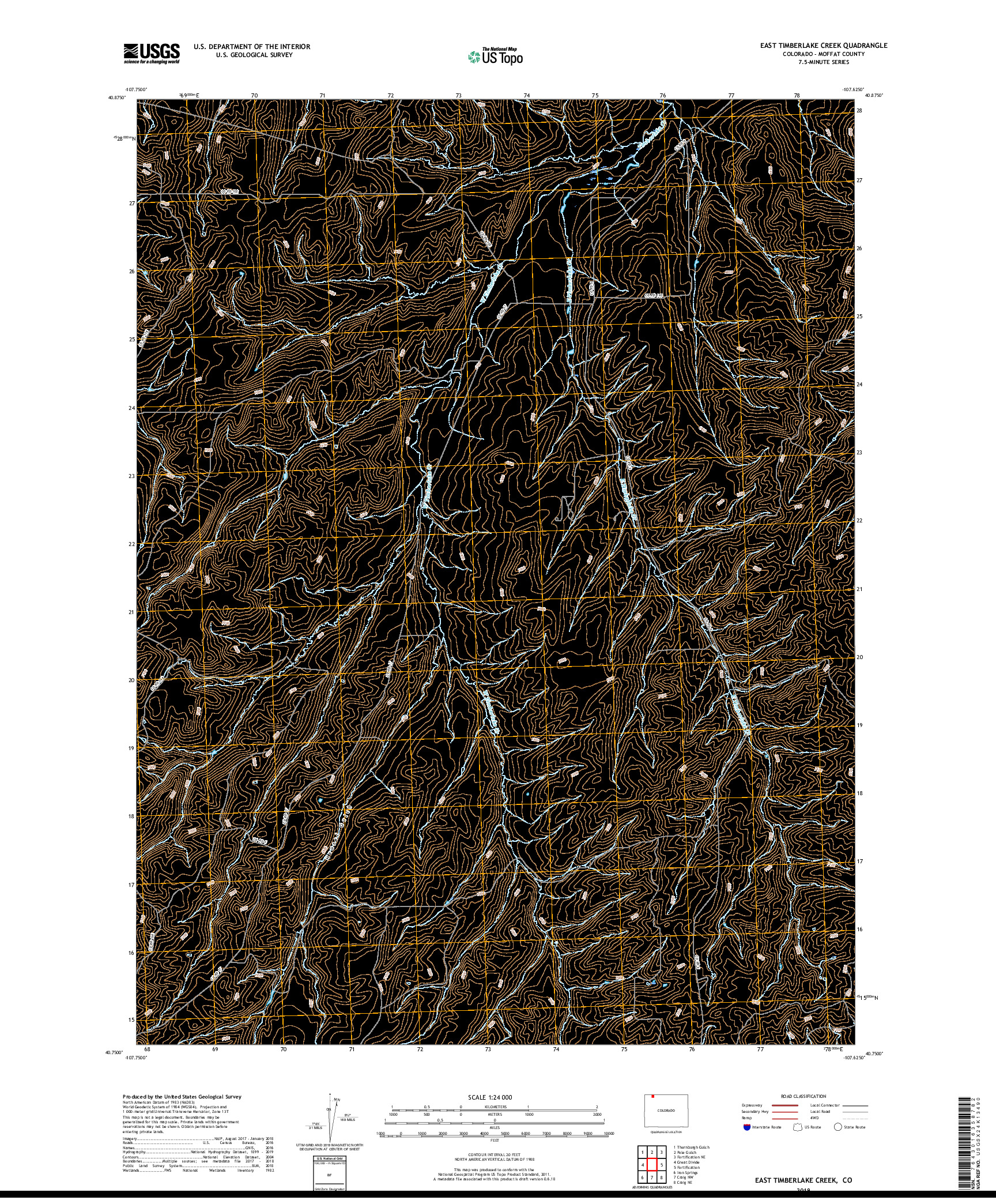 USGS US TOPO 7.5-MINUTE MAP FOR EAST TIMBERLAKE CREEK, CO 2019