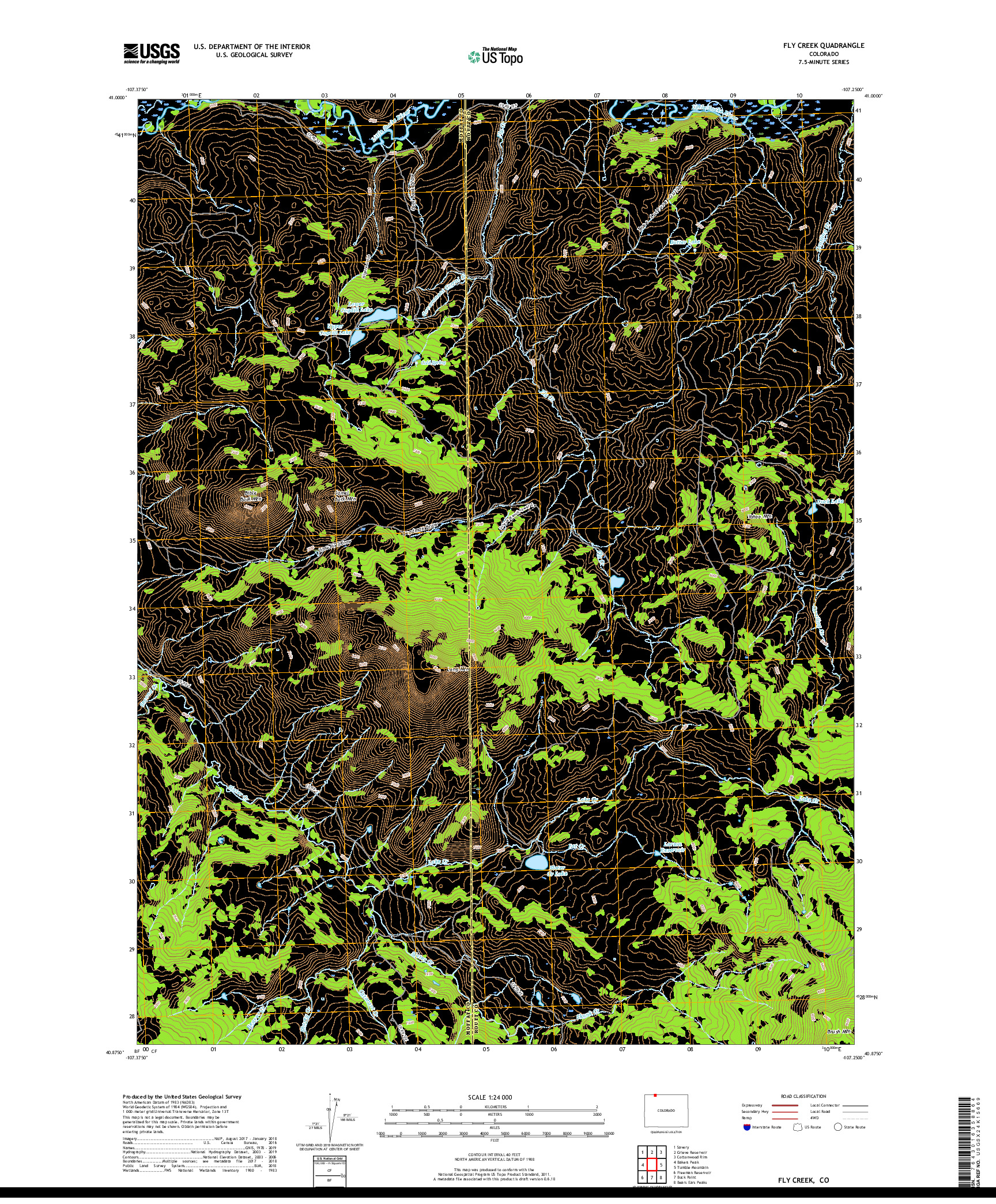 USGS US TOPO 7.5-MINUTE MAP FOR FLY CREEK, CO 2019