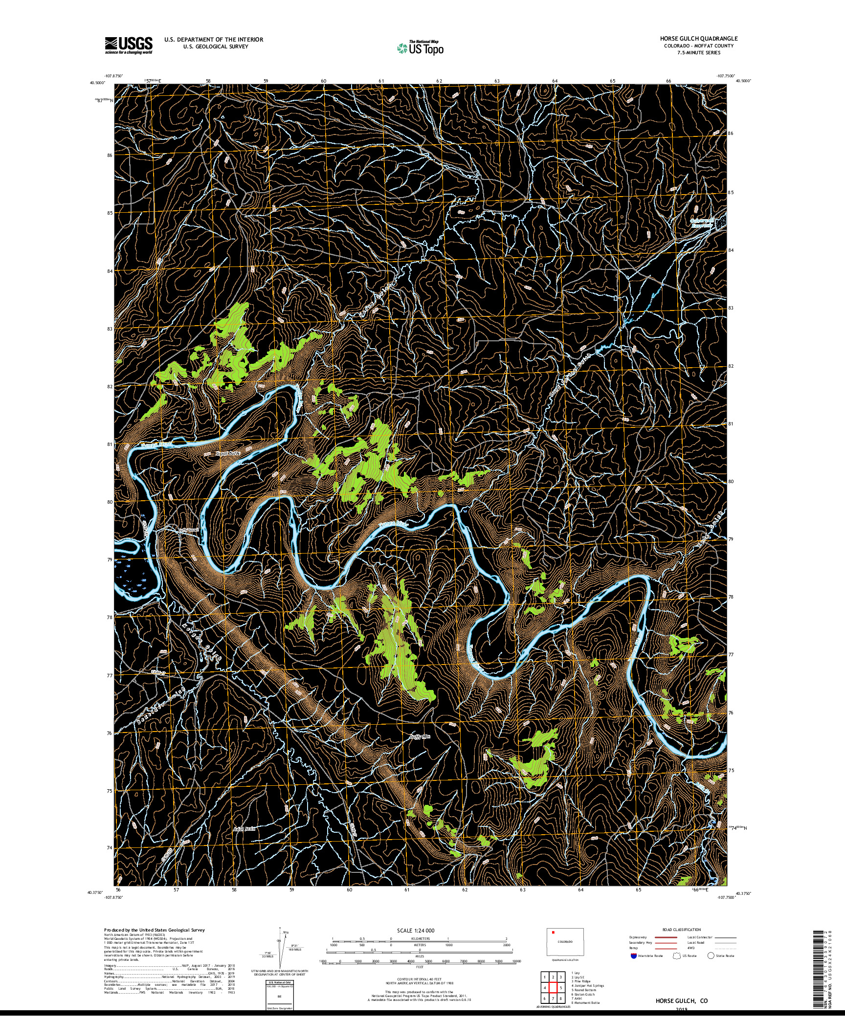 USGS US TOPO 7.5-MINUTE MAP FOR HORSE GULCH, CO 2019