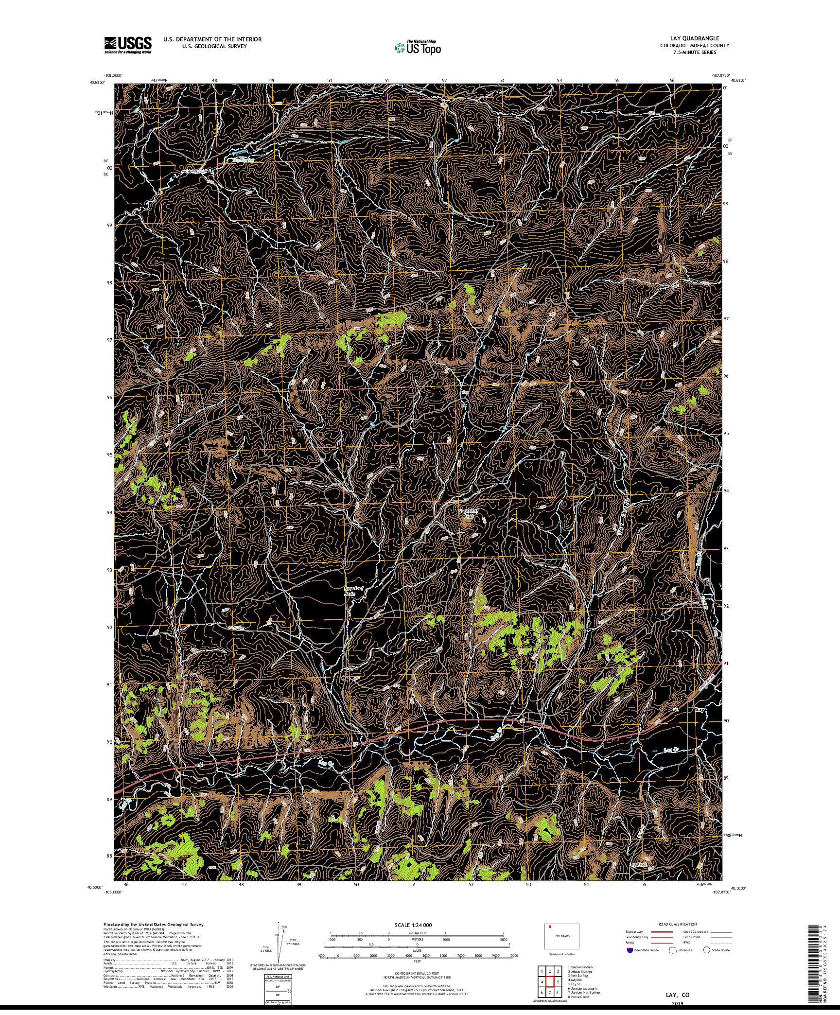 USGS US TOPO 7.5-MINUTE MAP FOR LAY, CO 2019