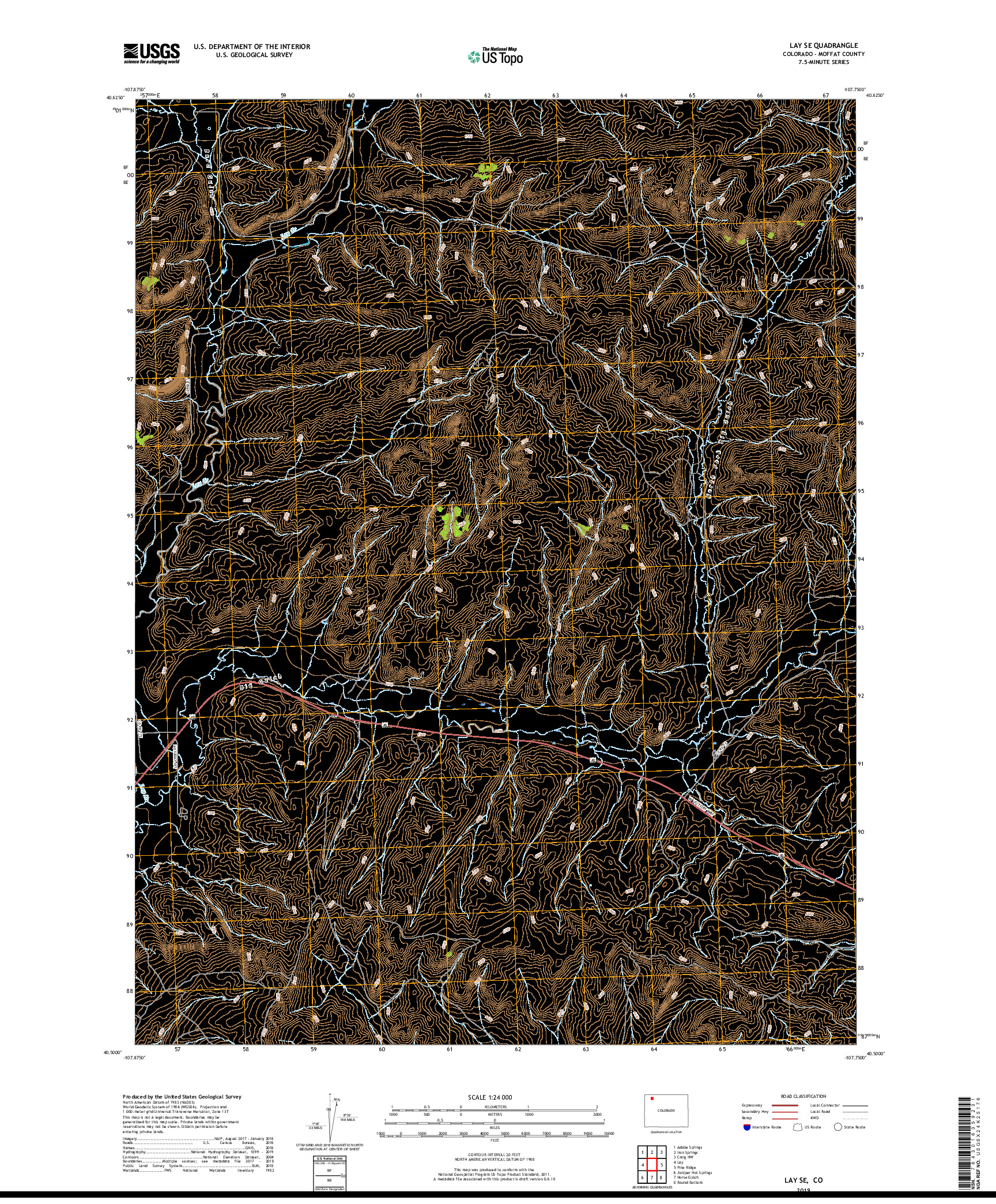 USGS US TOPO 7.5-MINUTE MAP FOR LAY SE, CO 2019