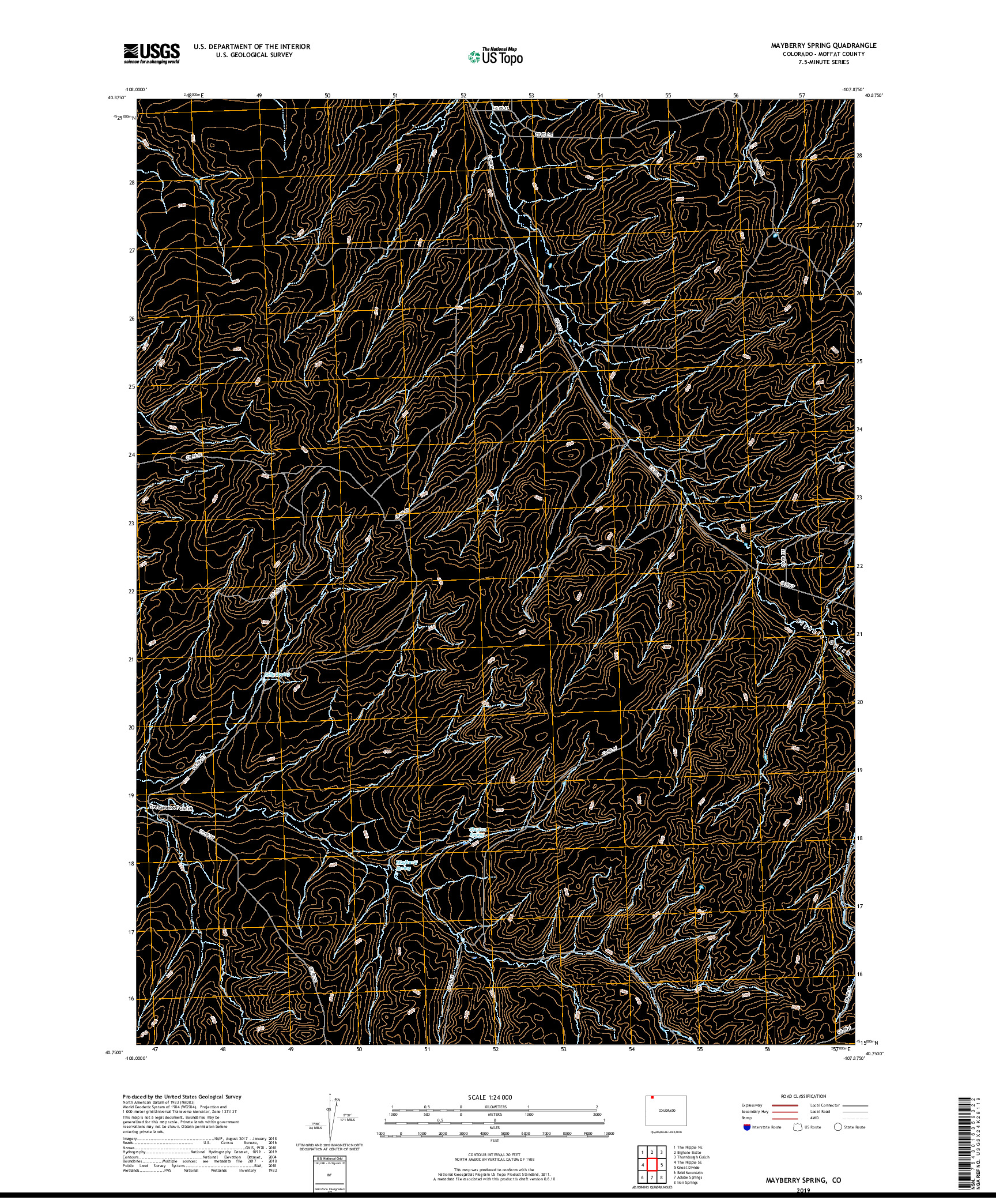 USGS US TOPO 7.5-MINUTE MAP FOR MAYBERRY SPRING, CO 2019