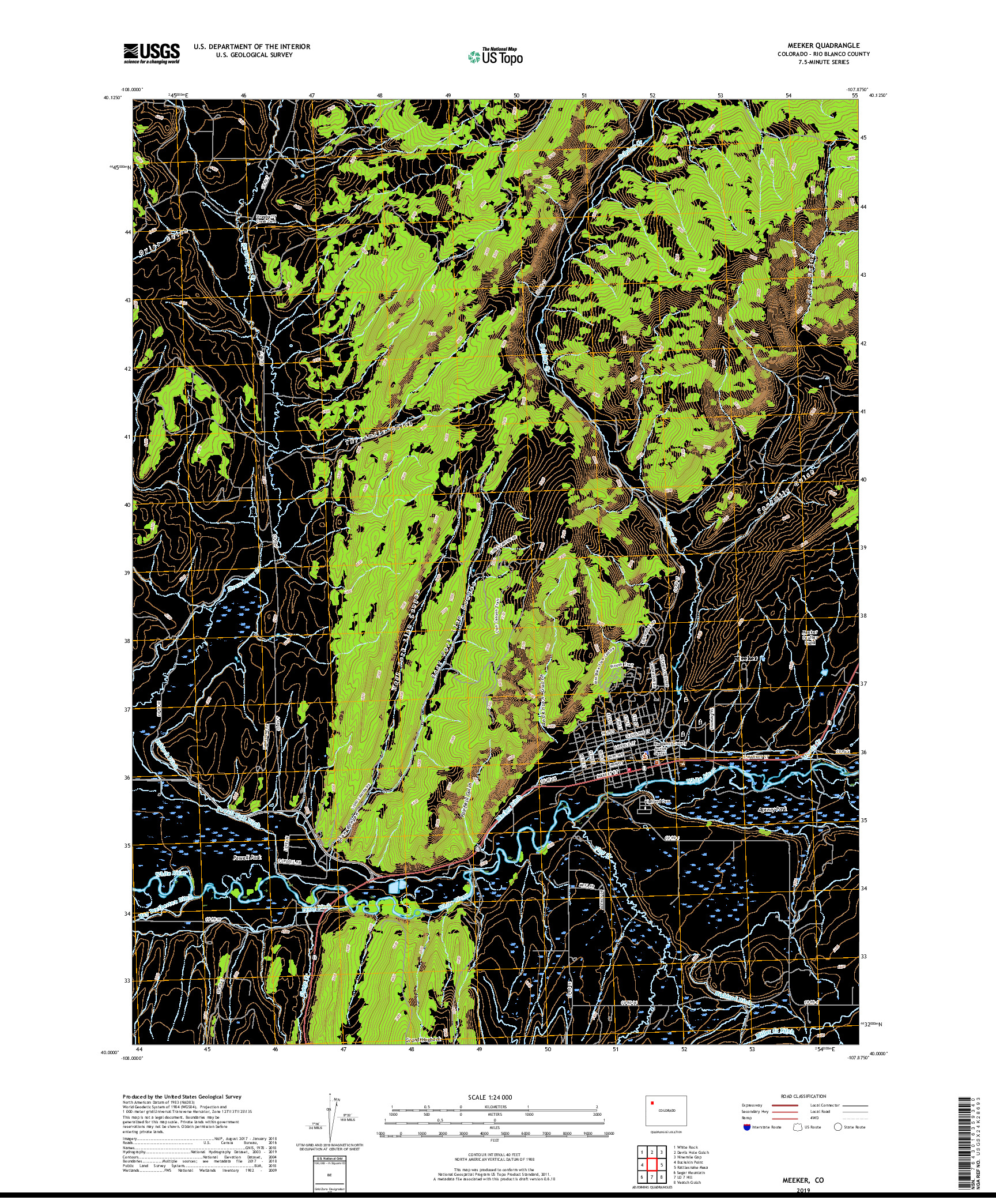 USGS US TOPO 7.5-MINUTE MAP FOR MEEKER, CO 2019