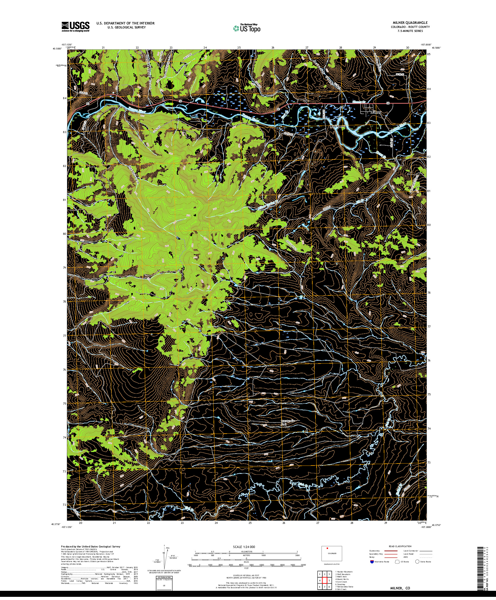 USGS US TOPO 7.5-MINUTE MAP FOR MILNER, CO 2019