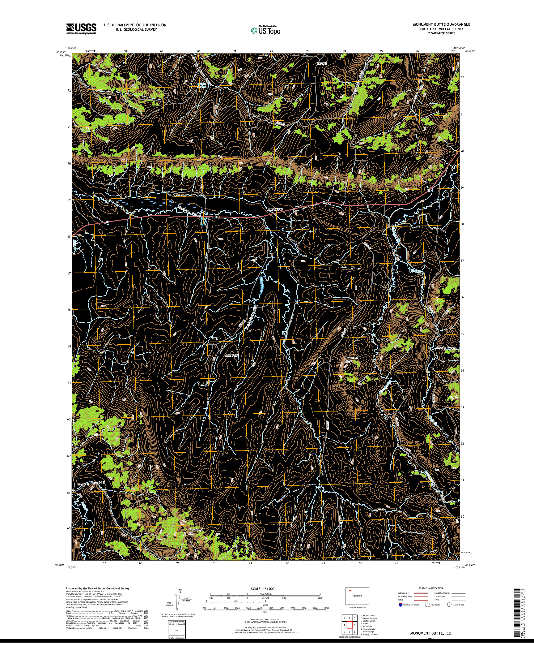 USGS US TOPO 7.5-MINUTE MAP FOR MONUMENT BUTTE, CO 2019