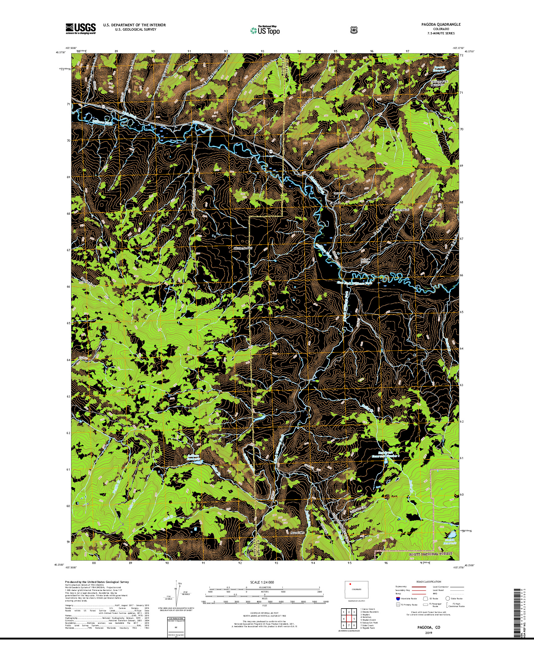 USGS US TOPO 7.5-MINUTE MAP FOR PAGODA, CO 2019