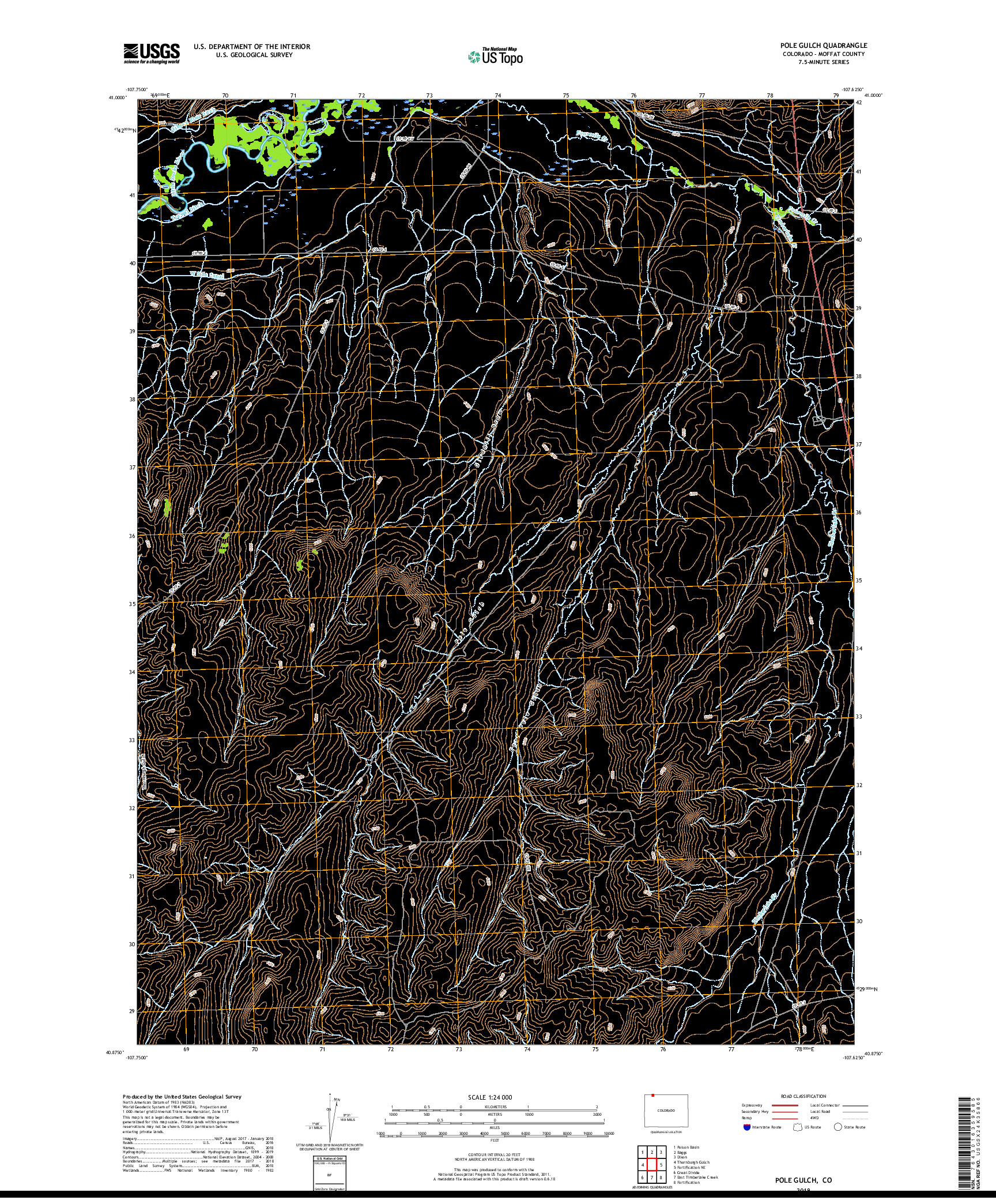 USGS US TOPO 7.5-MINUTE MAP FOR POLE GULCH, CO 2019