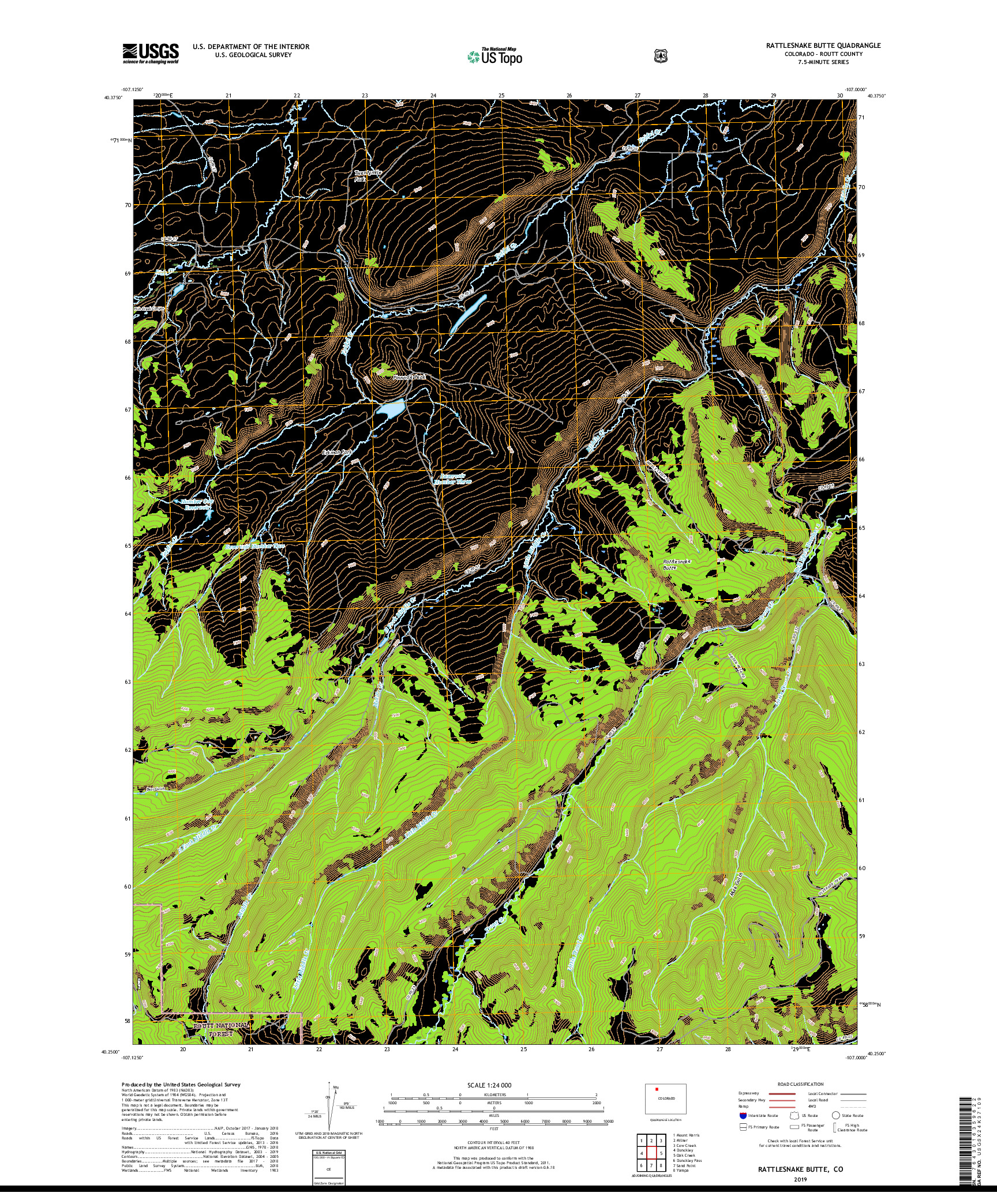 USGS US TOPO 7.5-MINUTE MAP FOR RATTLESNAKE BUTTE, CO 2019