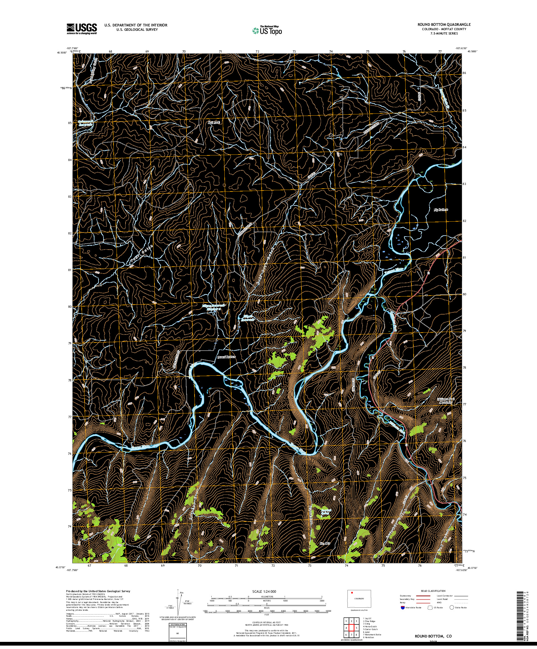 USGS US TOPO 7.5-MINUTE MAP FOR ROUND BOTTOM, CO 2019