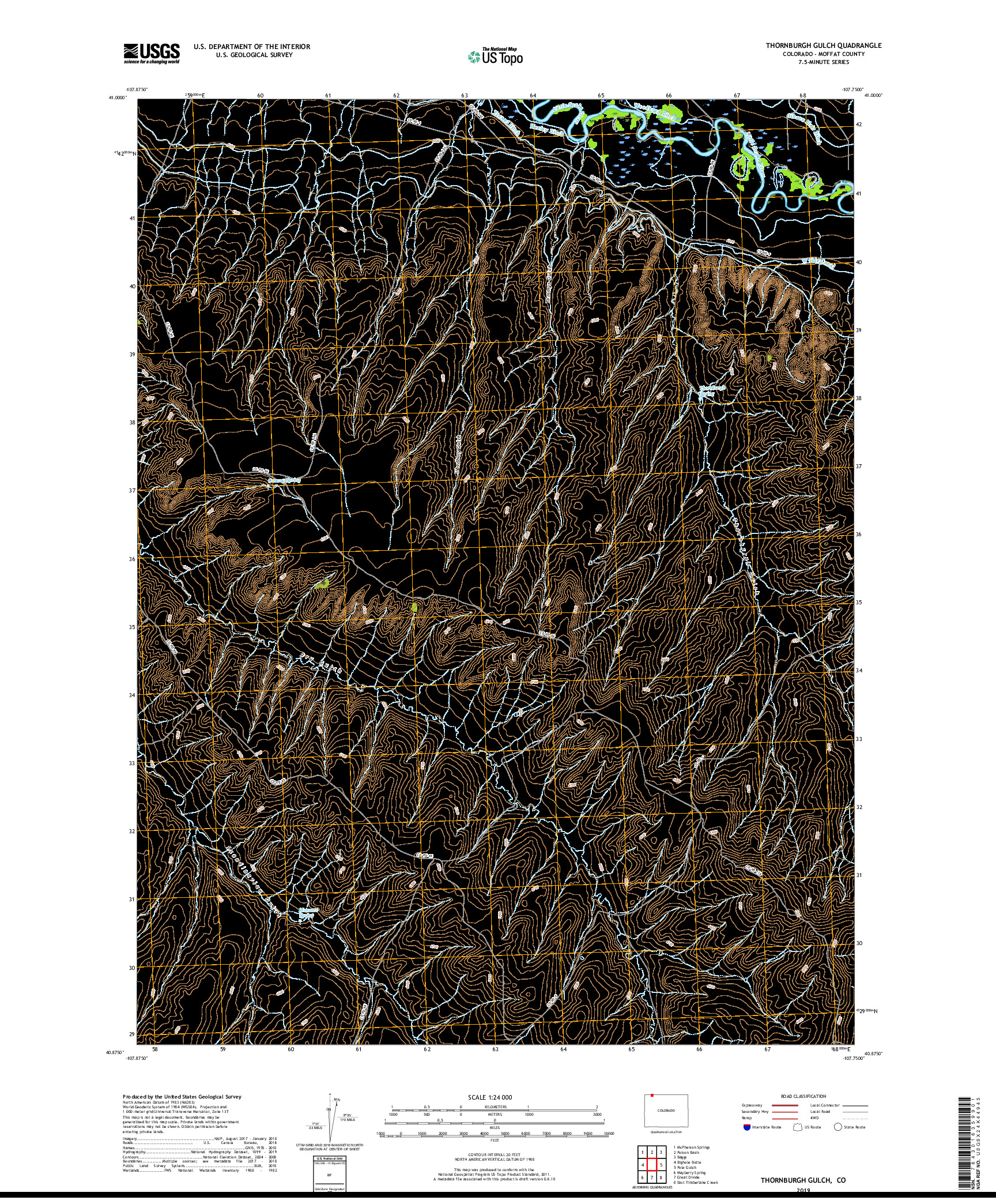 USGS US TOPO 7.5-MINUTE MAP FOR THORNBURGH GULCH, CO 2019