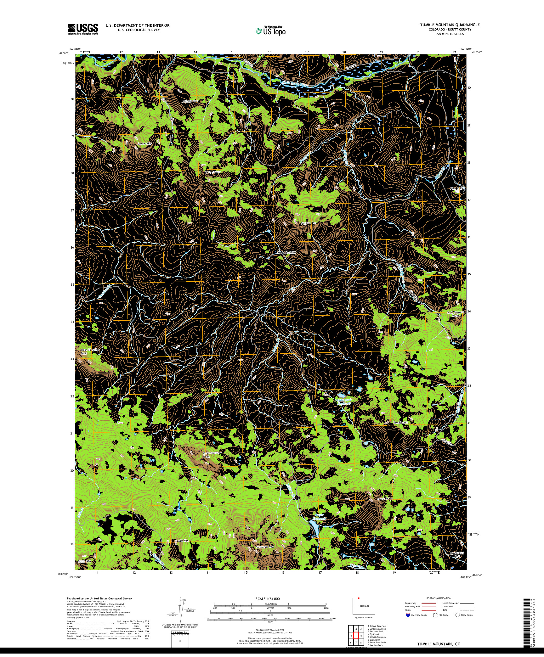 USGS US TOPO 7.5-MINUTE MAP FOR TUMBLE MOUNTAIN, CO 2019