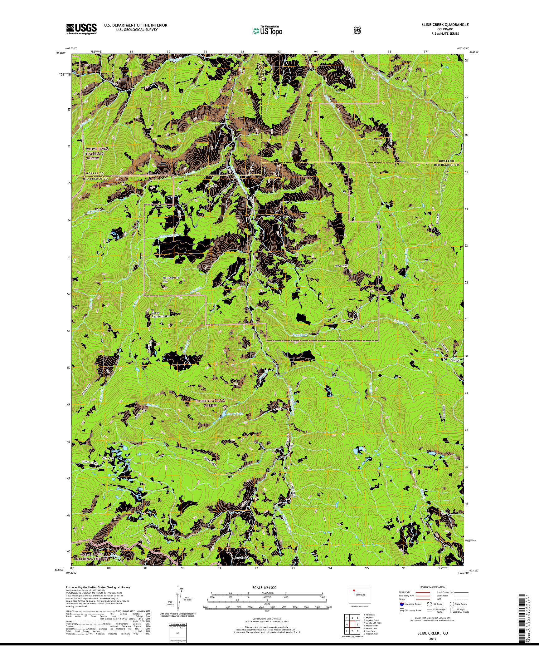 USGS US TOPO 7.5-MINUTE MAP FOR SLIDE CREEK, CO 2019