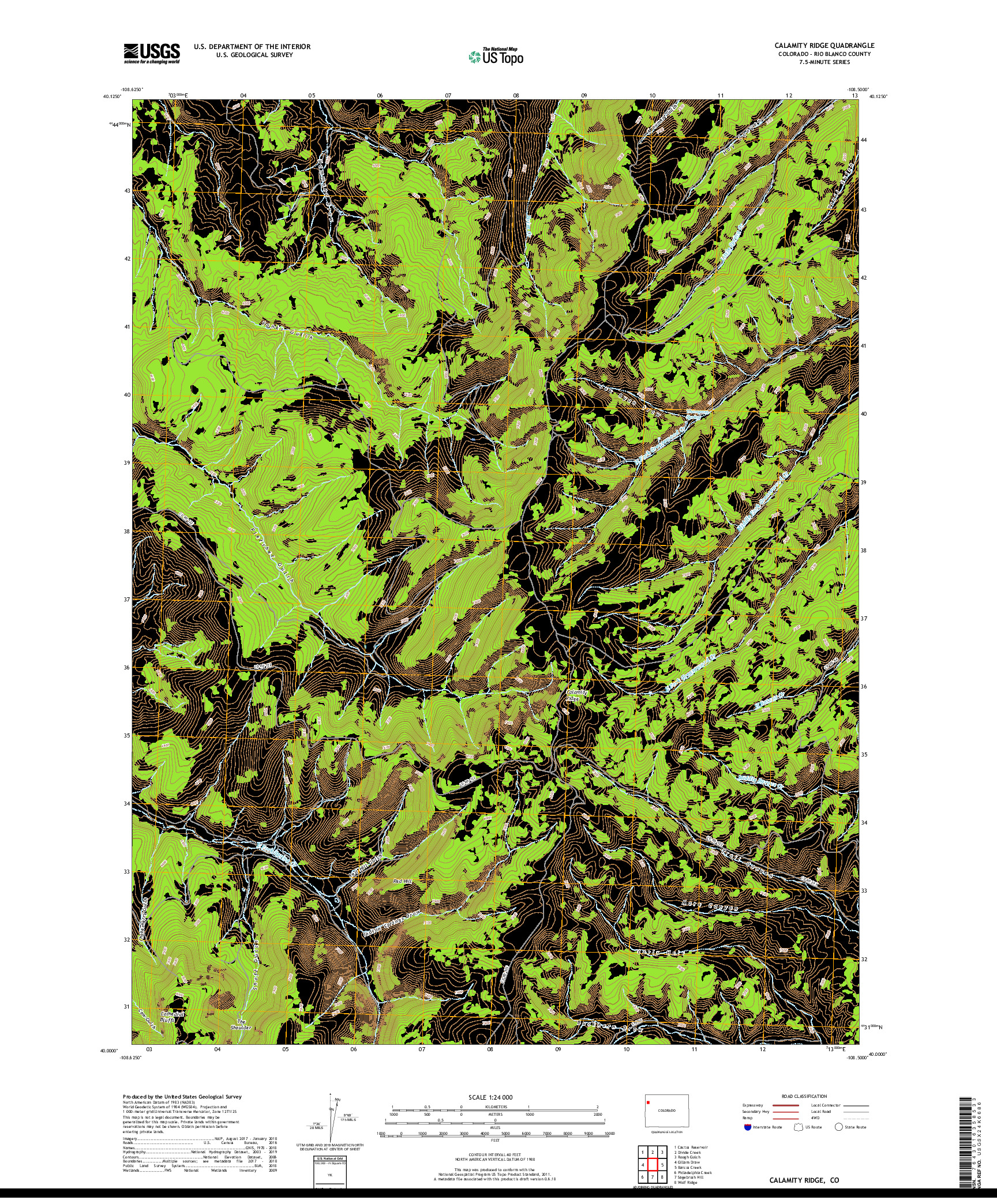 USGS US TOPO 7.5-MINUTE MAP FOR CALAMITY RIDGE, CO 2019