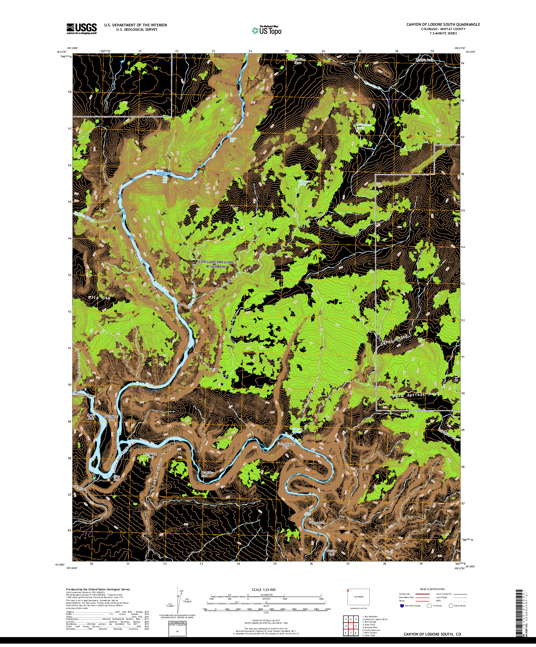 USGS US TOPO 7.5-MINUTE MAP FOR CANYON OF LODORE SOUTH, CO 2019