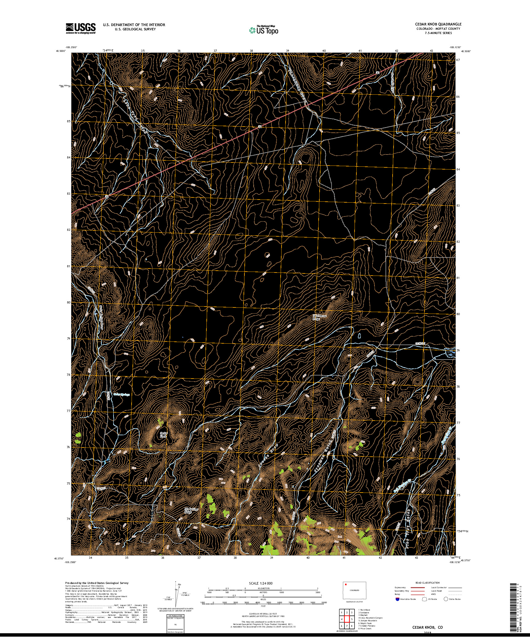 USGS US TOPO 7.5-MINUTE MAP FOR CEDAR KNOB, CO 2019