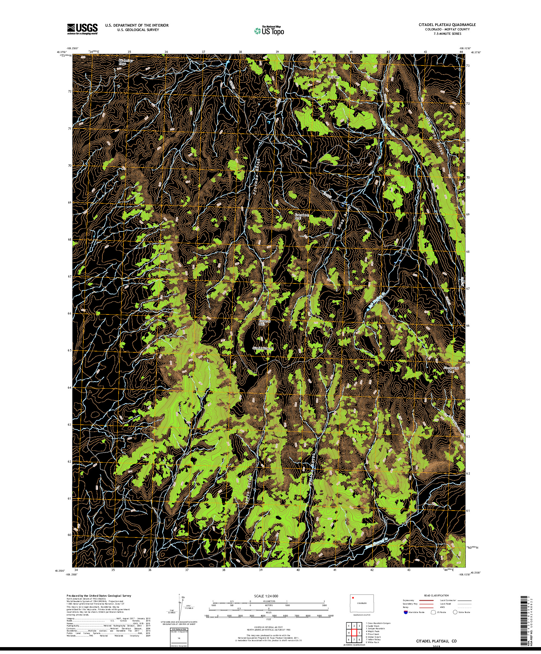 USGS US TOPO 7.5-MINUTE MAP FOR CITADEL PLATEAU, CO 2019